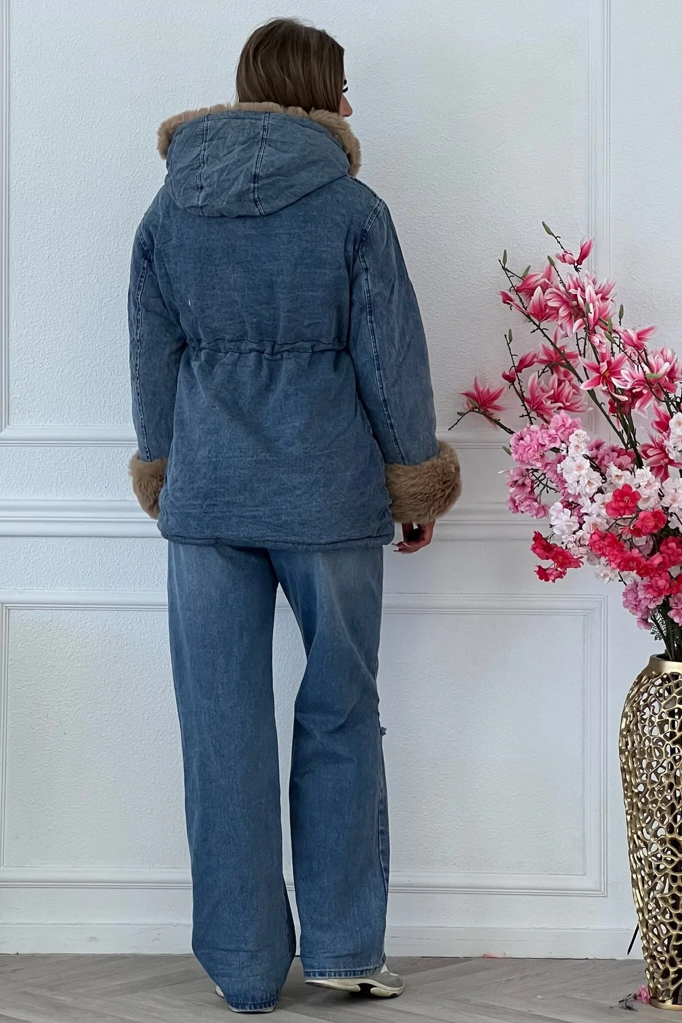Reversible Winter Coat - Blue/Taupe - Image 4