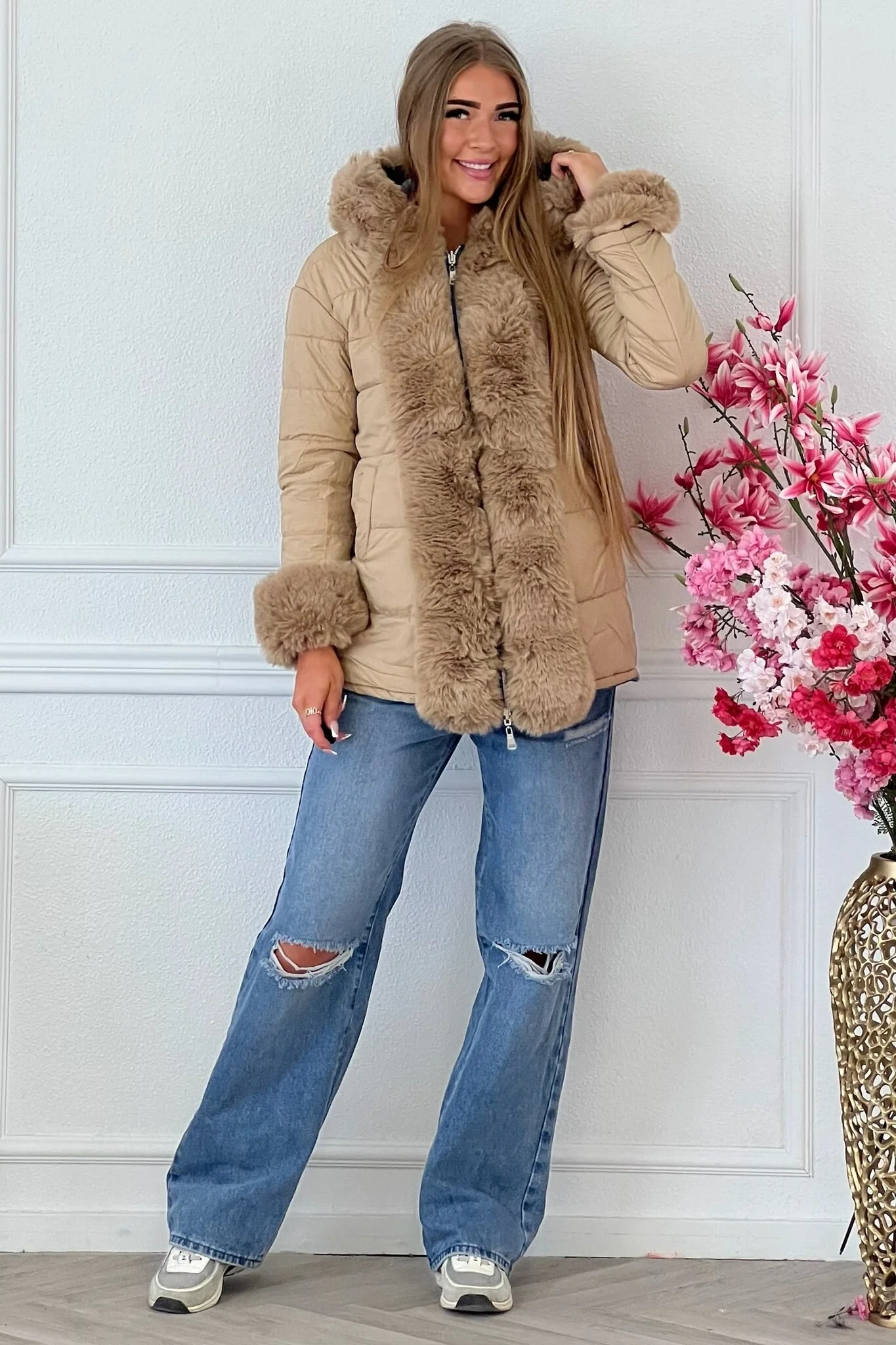 Reversible Winter Coat - Blue/Taupe - Image 5