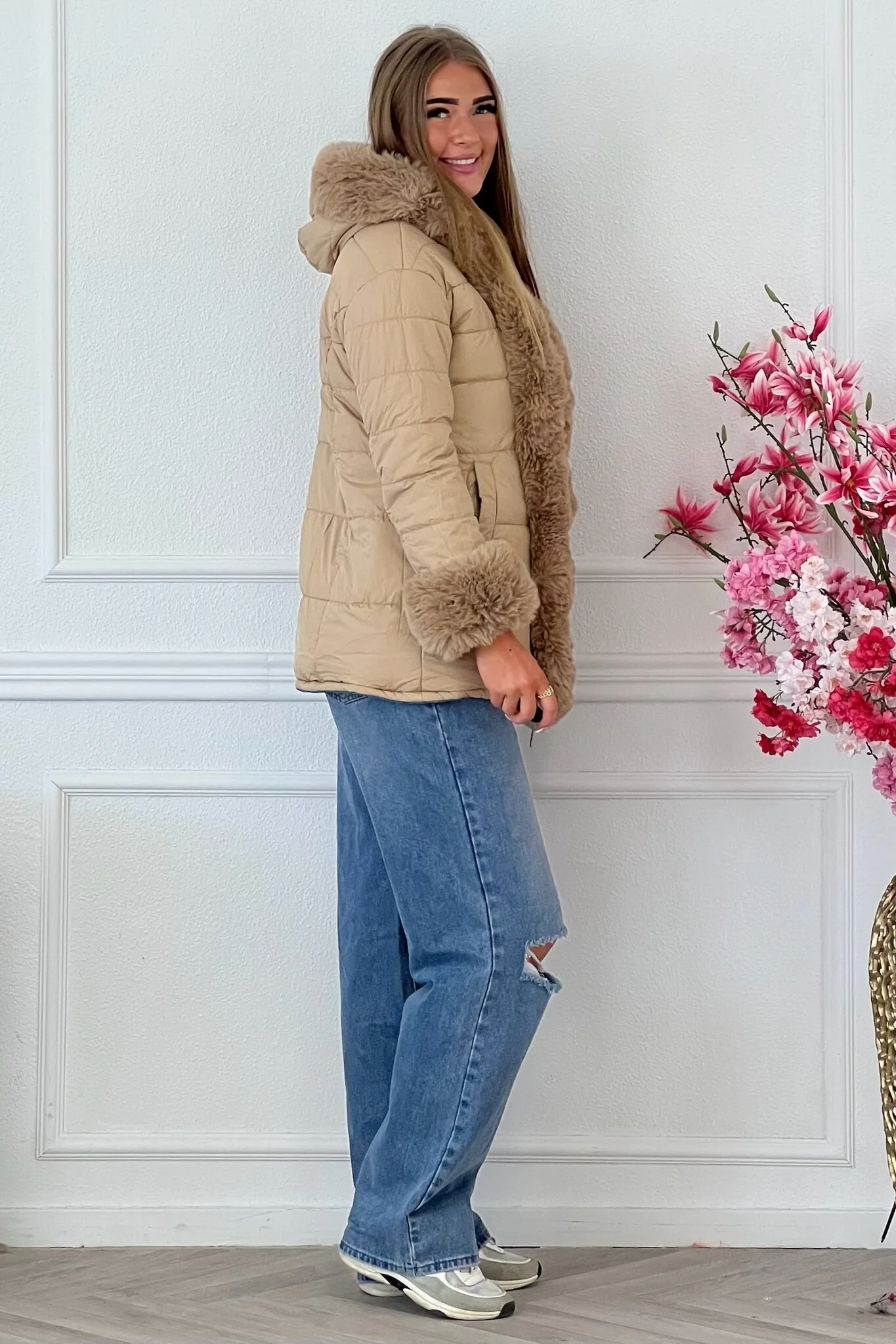 Reversible Winter Coat - Blue/Taupe - Image 6