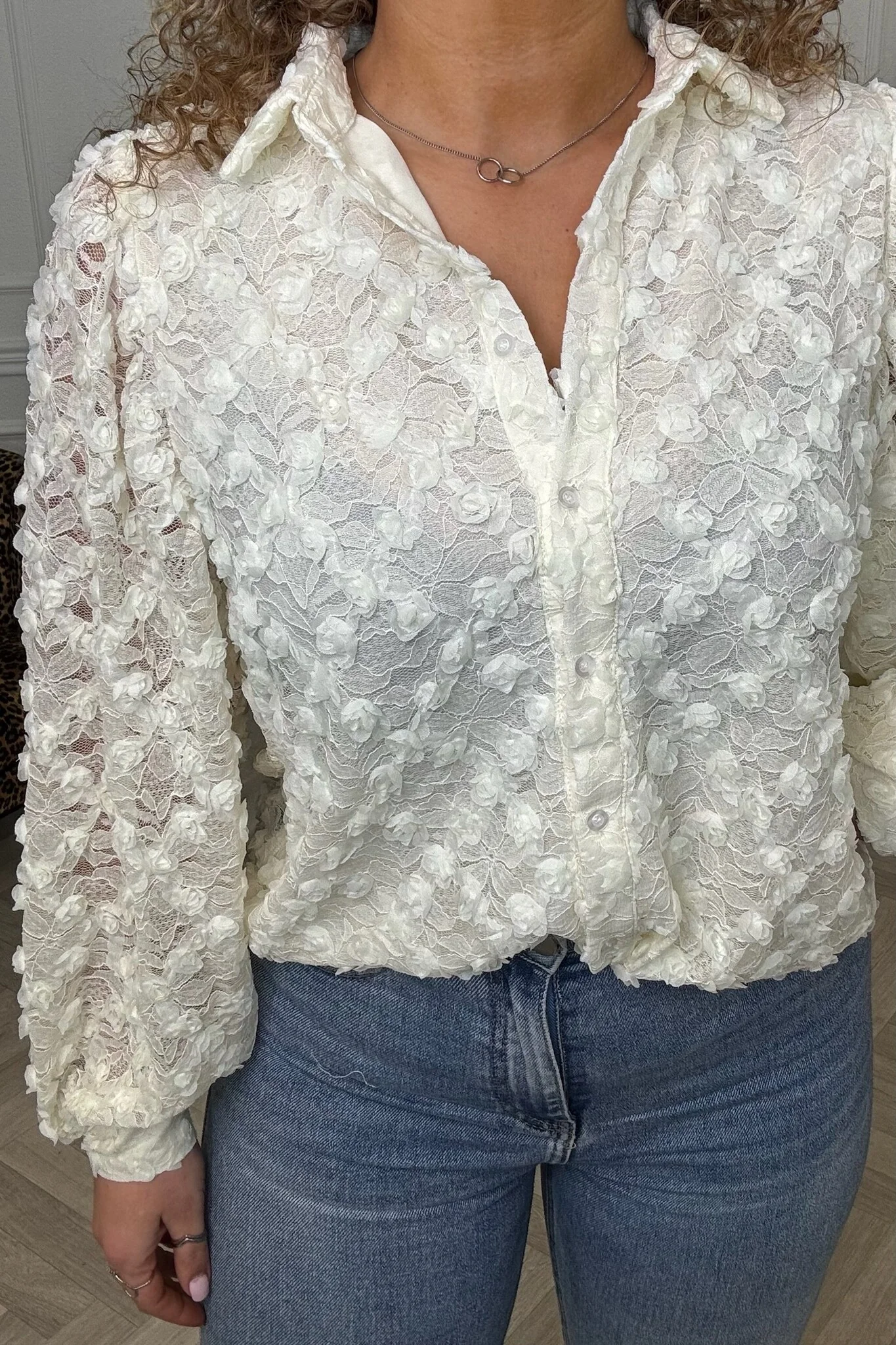 Romantic Rose Blouse - Beige - Image 3