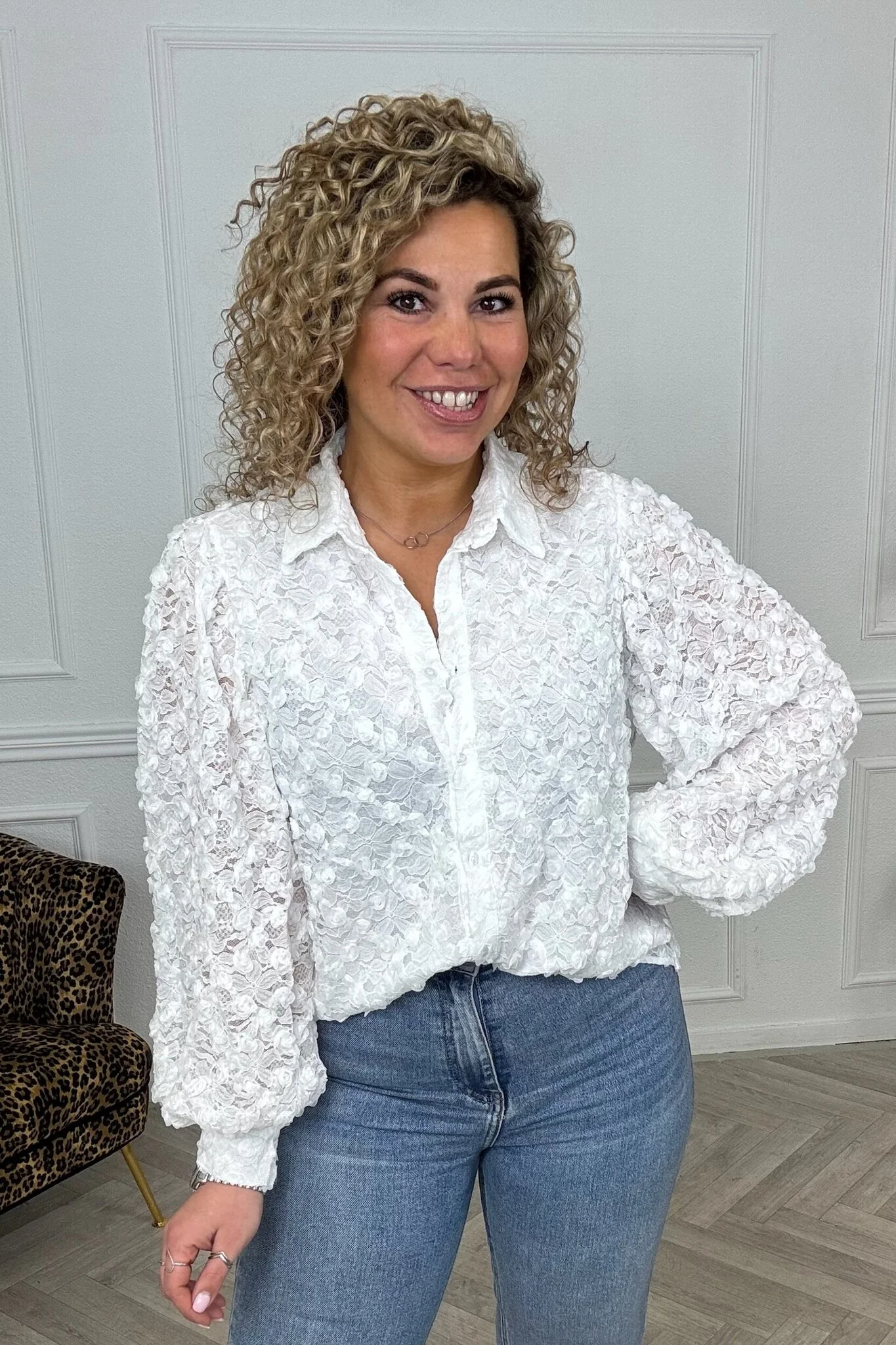 Romantic Rose Blouse - White - Image 3