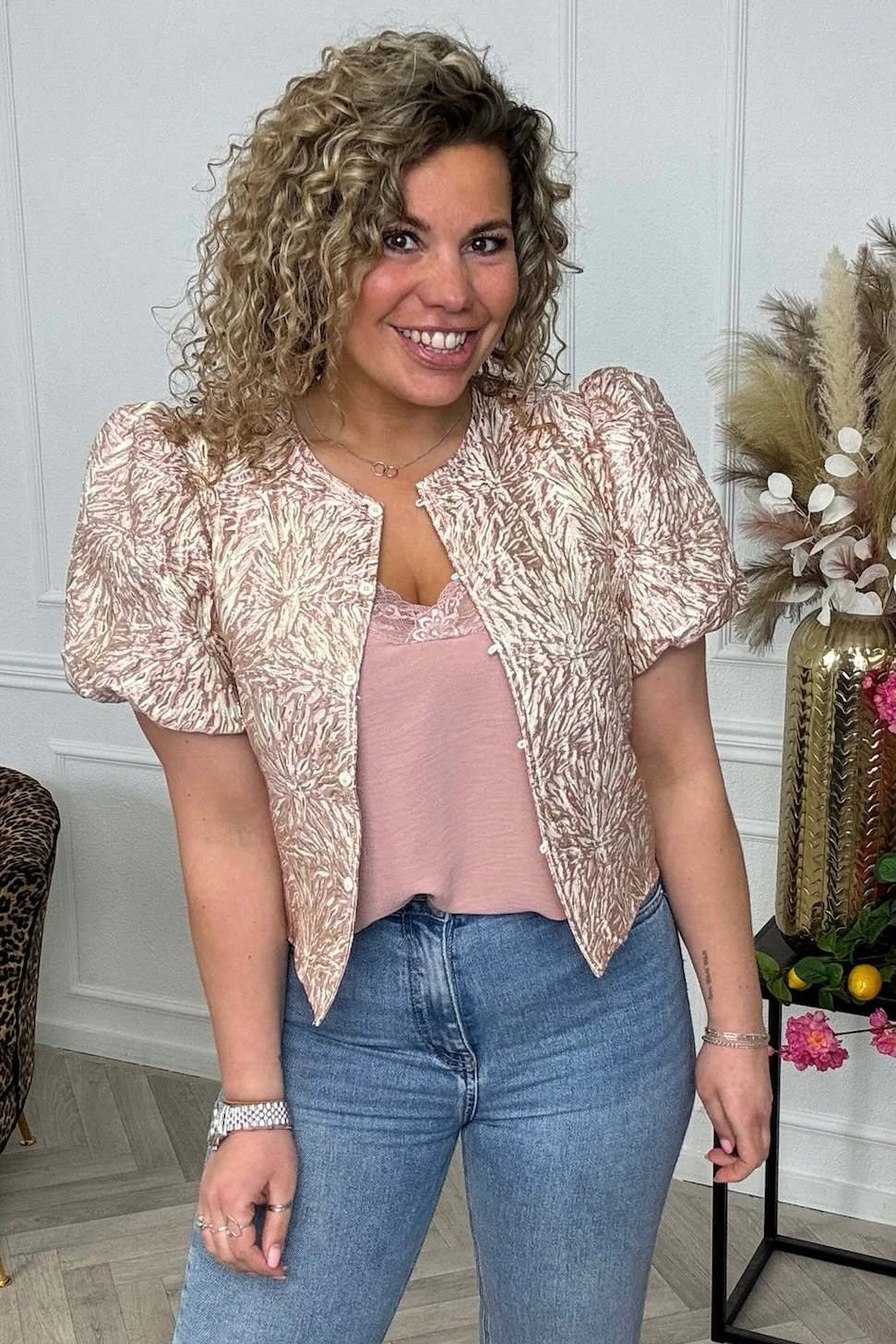 Romy Flower Blouse - Light Pink - Image 3