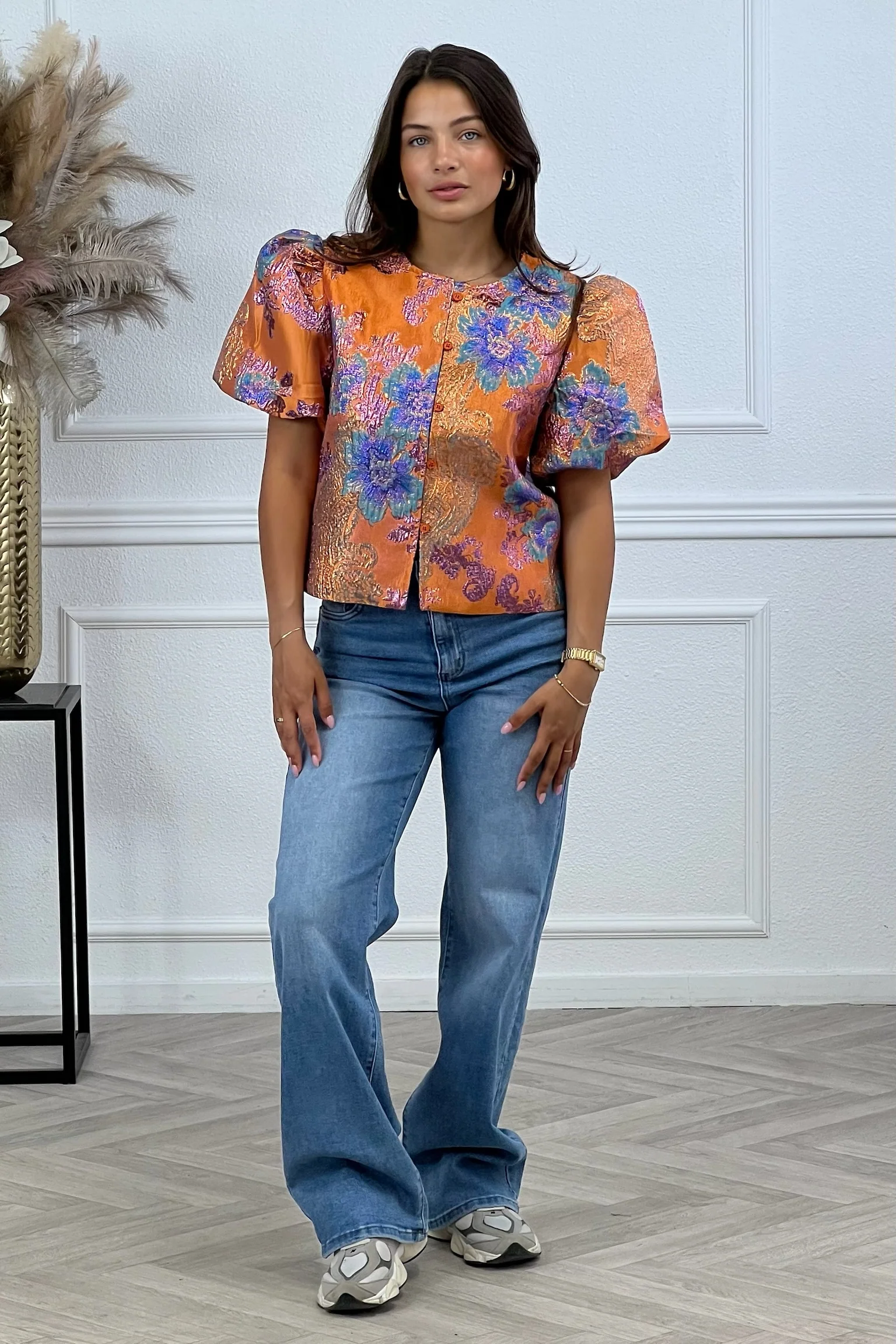 Romy Flower Blouse - Orange - Image 3
