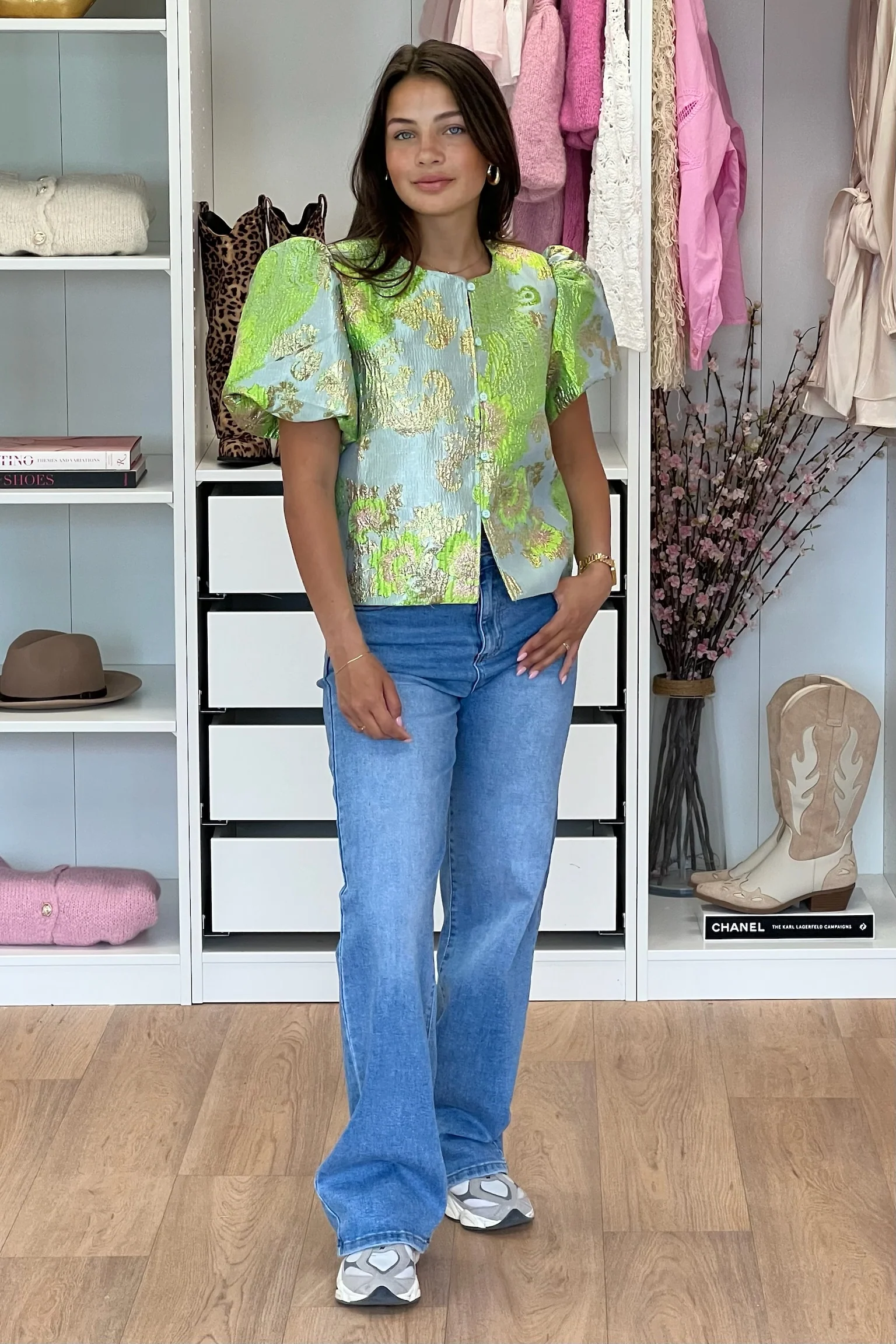 Romy Flower Blouse - Sage - Image 2