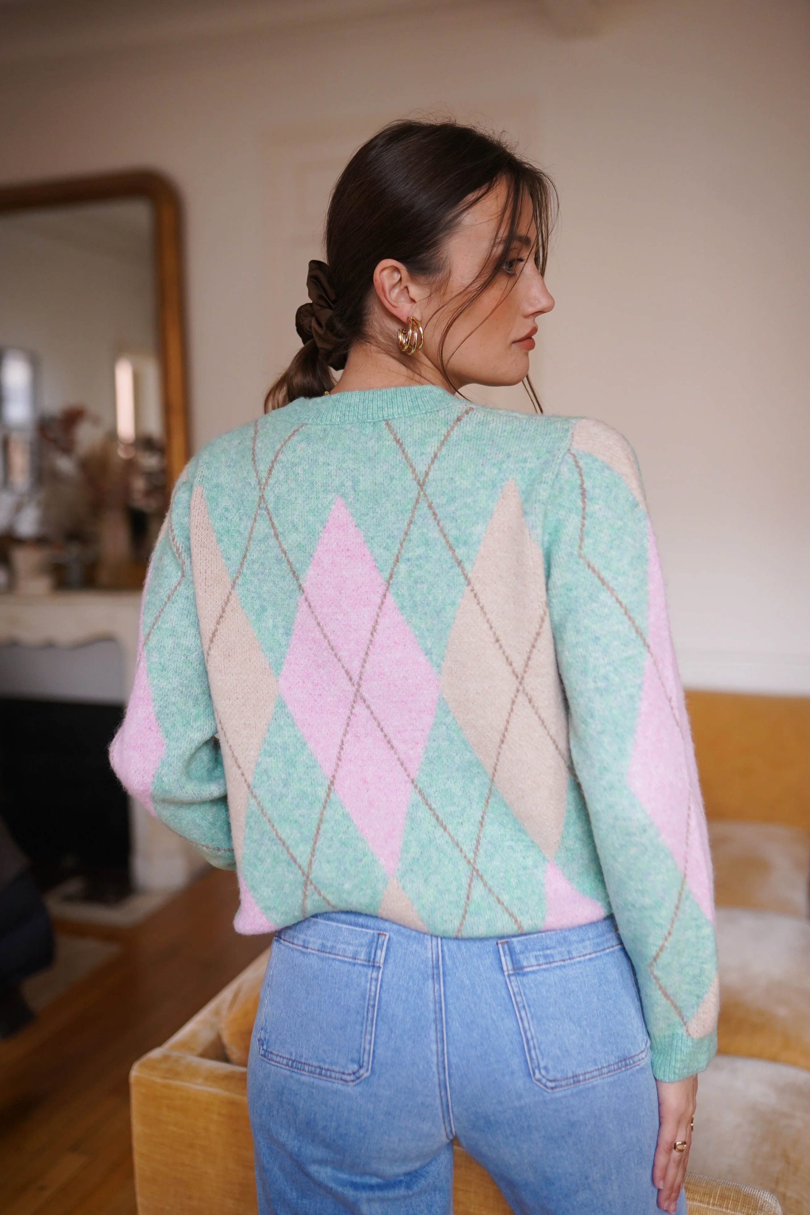 Rosalie Checkered Sweater - Green/Pink - Image 12