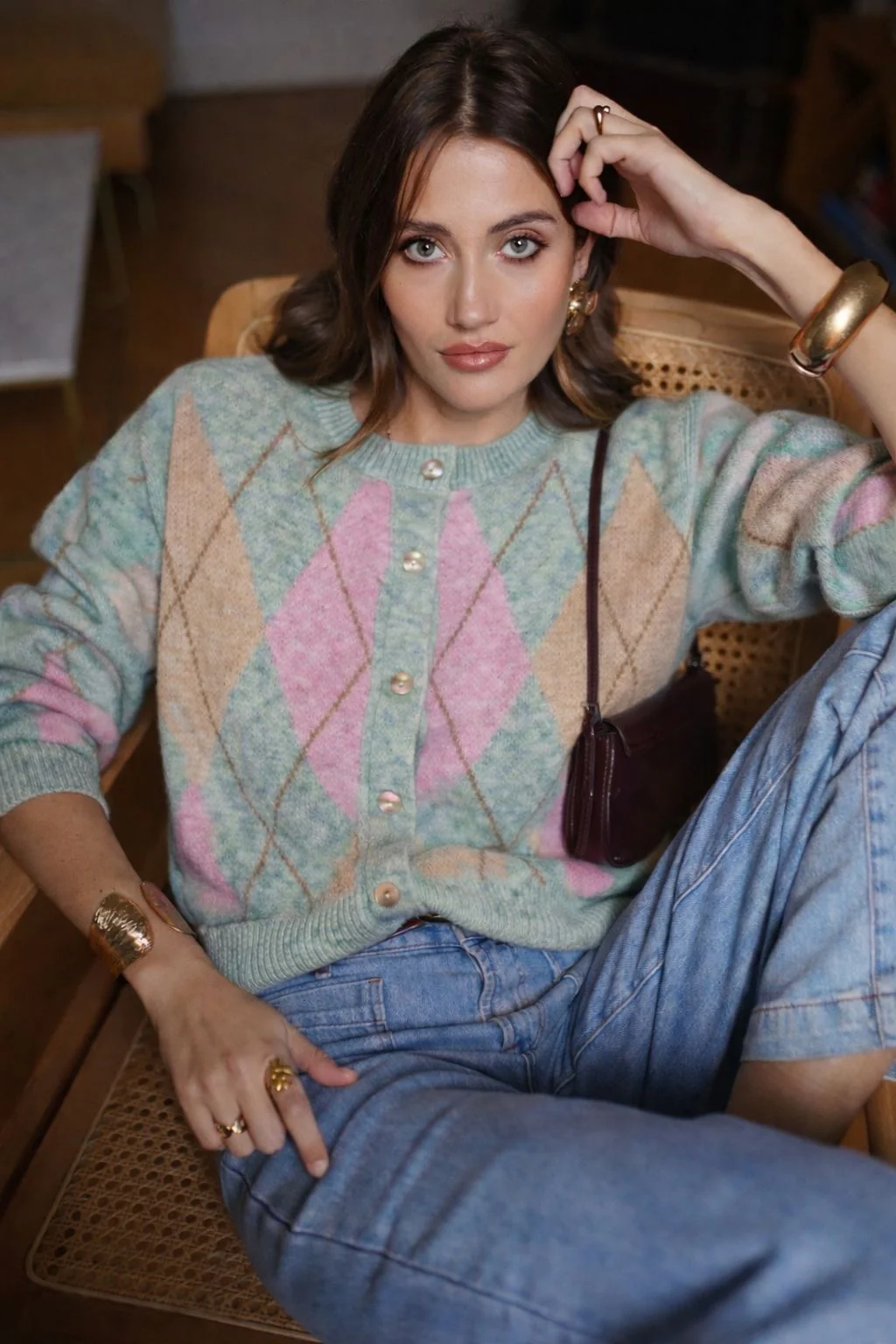 Rosalie Checkered Vest - Green/Pink