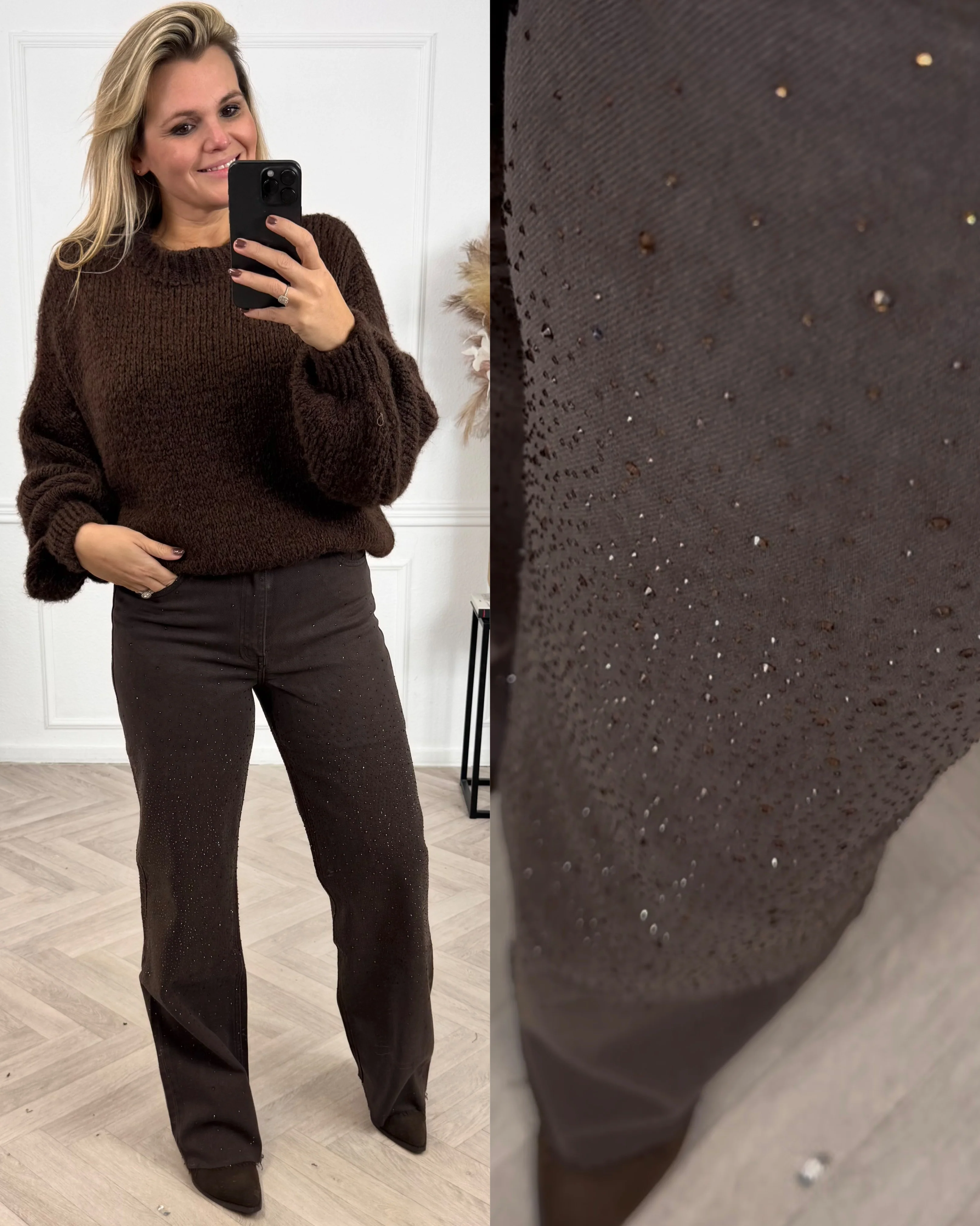 Roxy Glitter Jeans - Brown - Image 2