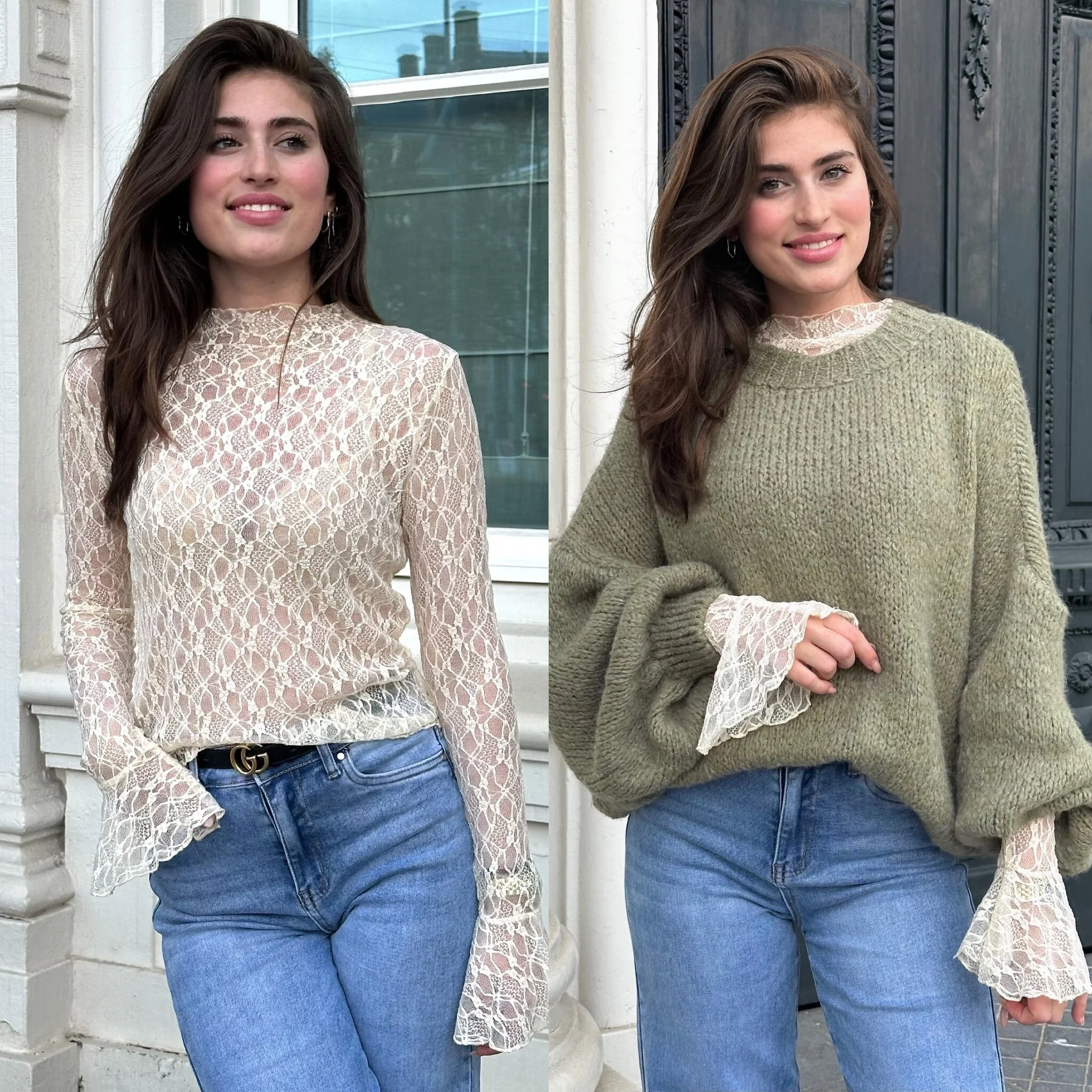 Roxy Lace Top - Creme - Image 3