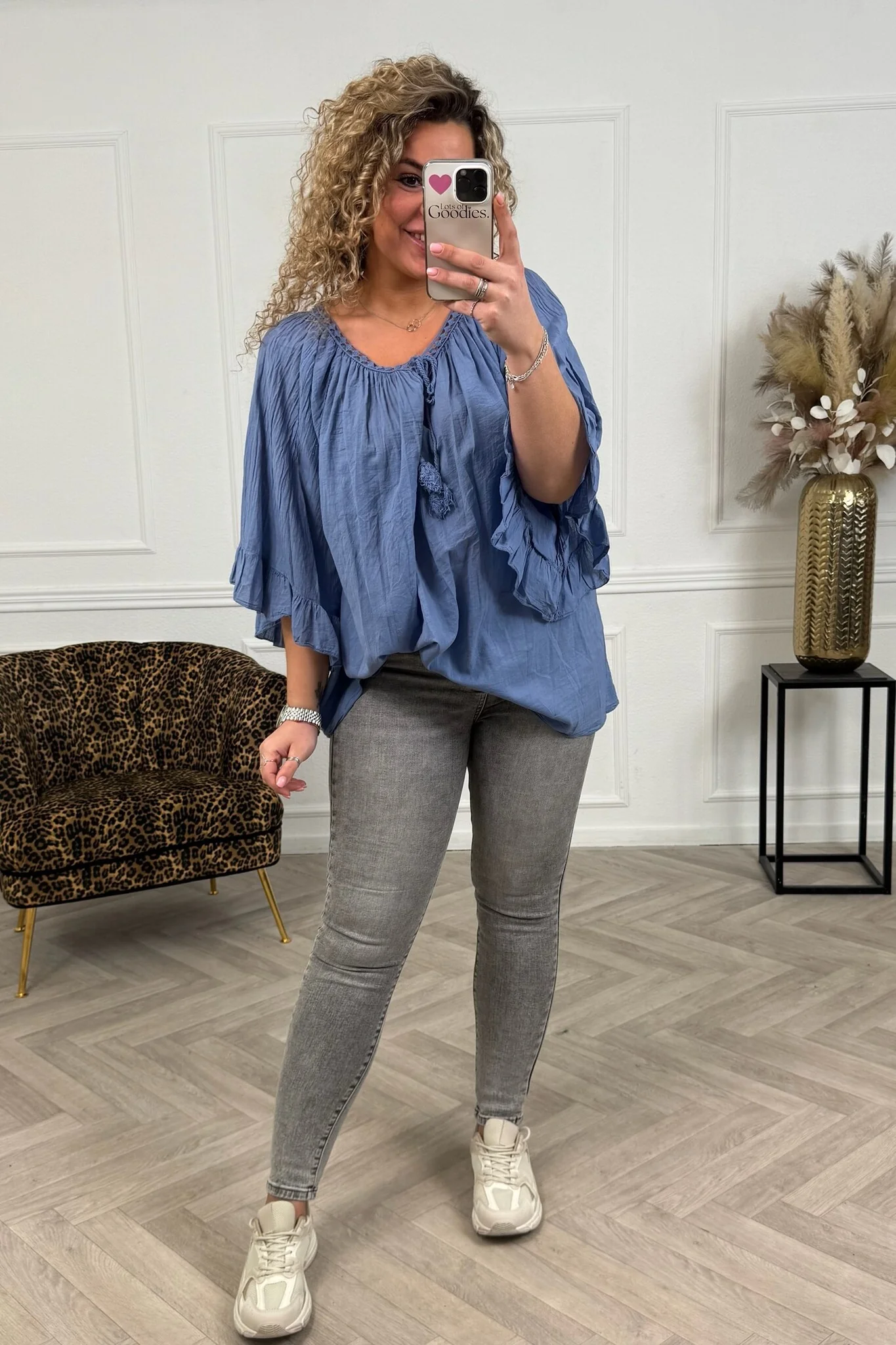 Ruffle Sleeve Blouse - Denim