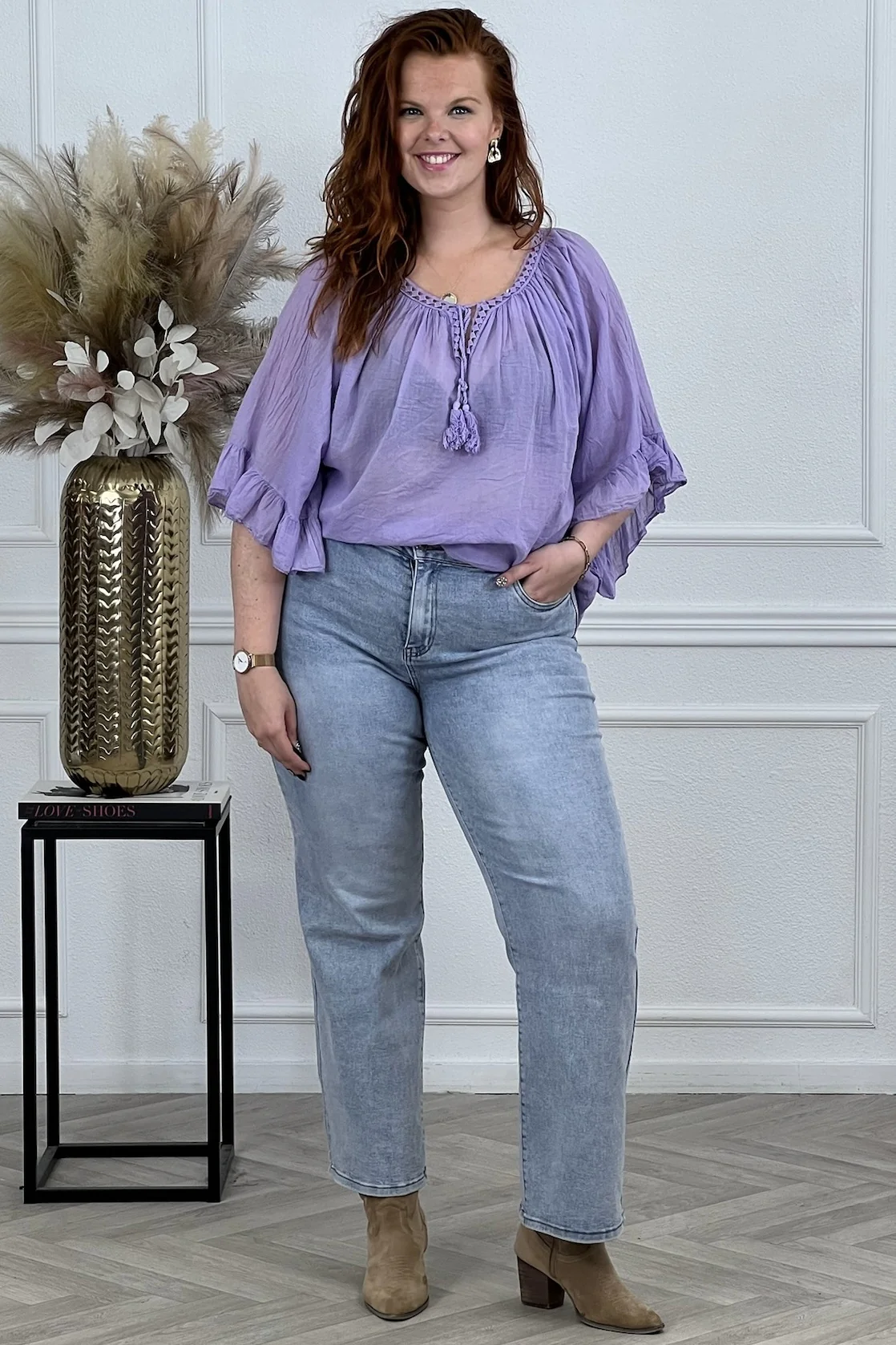 Ruffle Sleeve Blouse - Lila - Image 2