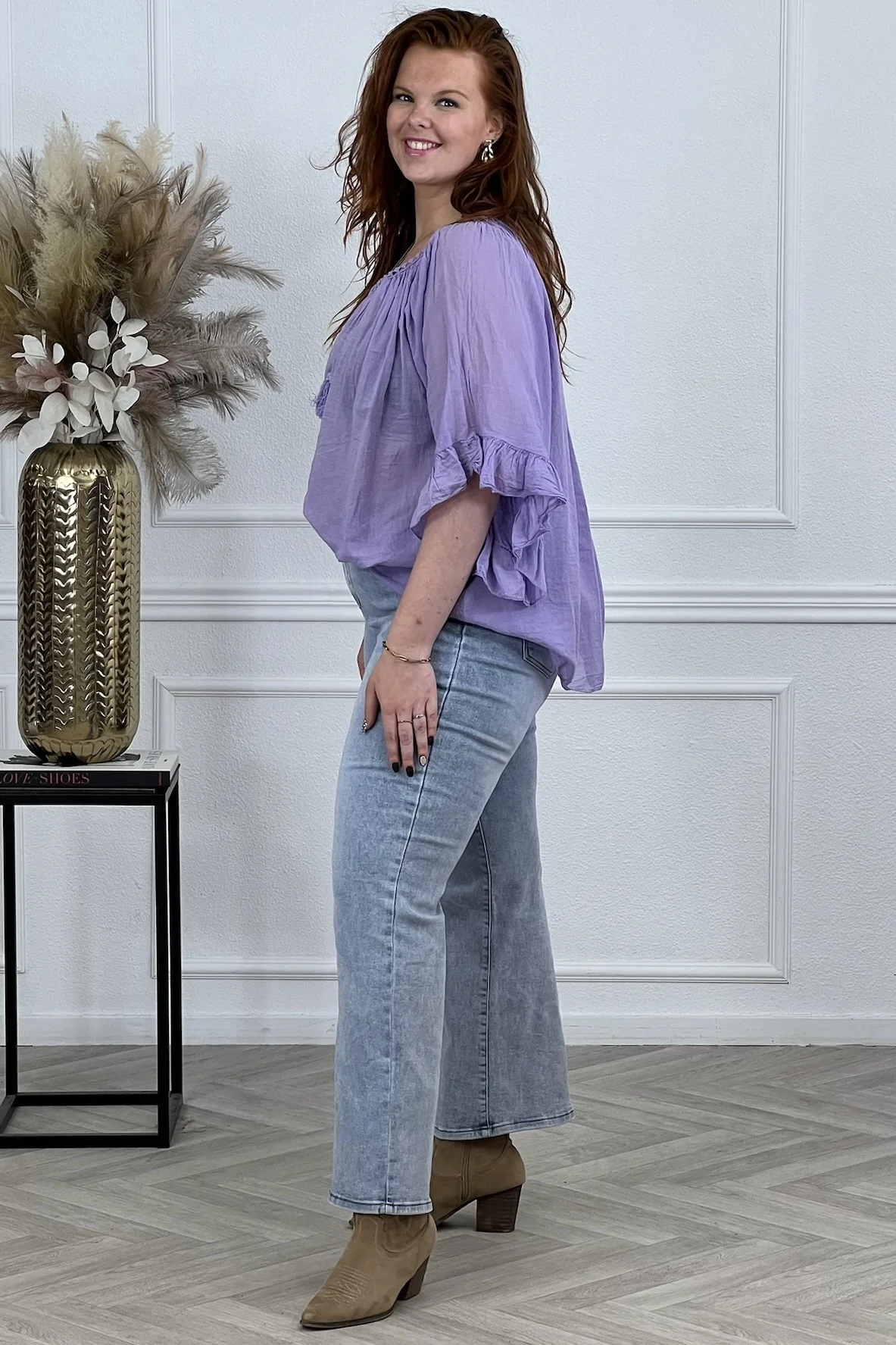 Ruffle Sleeve Blouse - Lila - Image 3