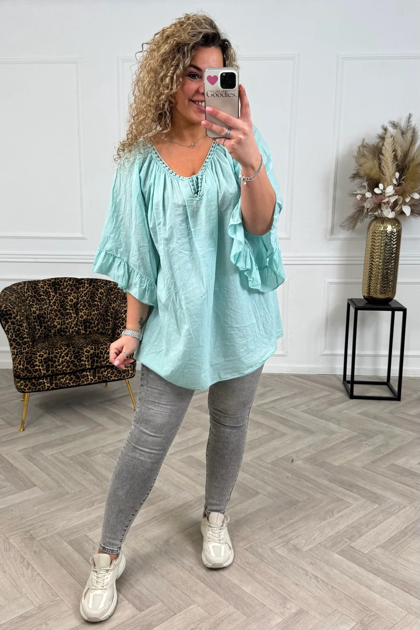 Ruffle Sleeve Blouse - Mint - Image 2
