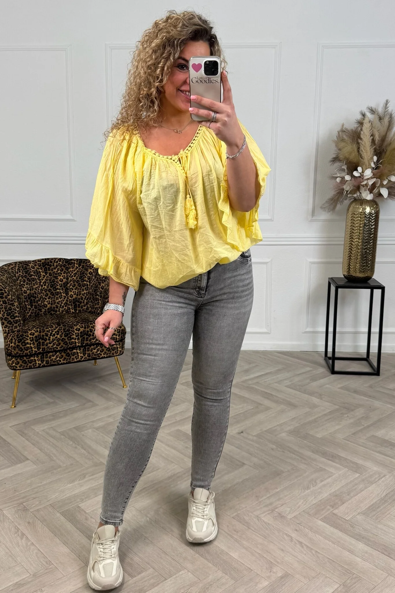 Ruffle Sleeve Blouse - Yellow