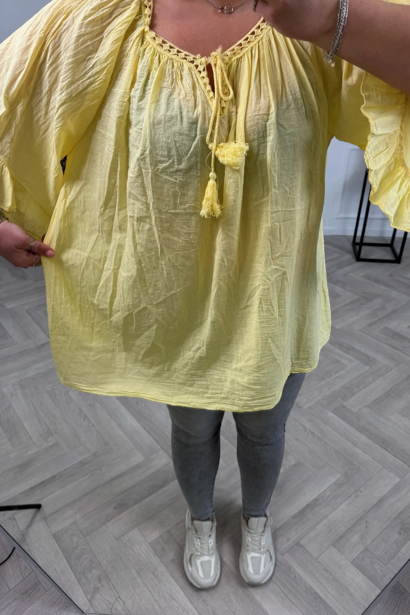 Ruffle Sleeve Blouse - Yellow - Image 3