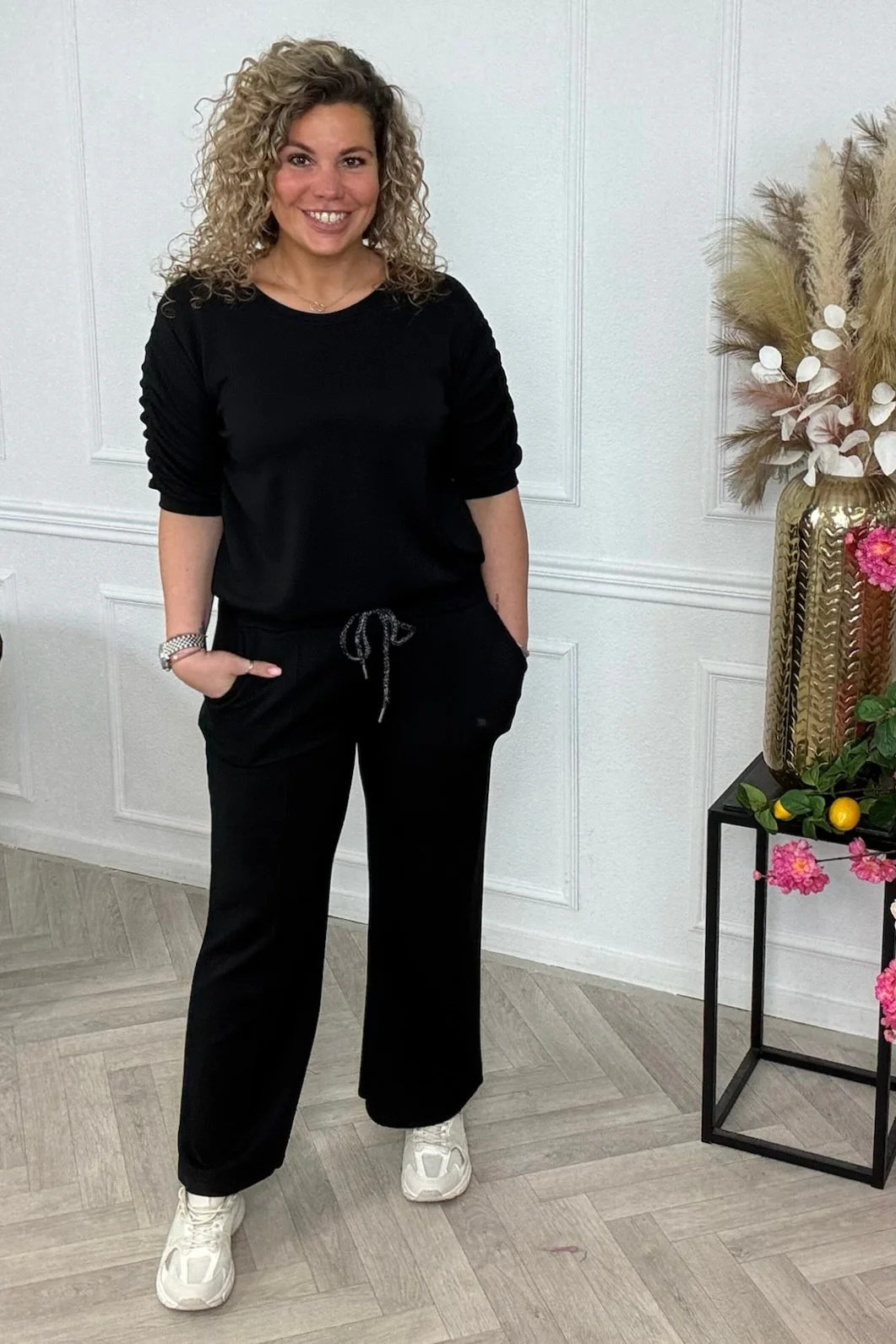 Ruffle Sleeve Set - Black - Image 3