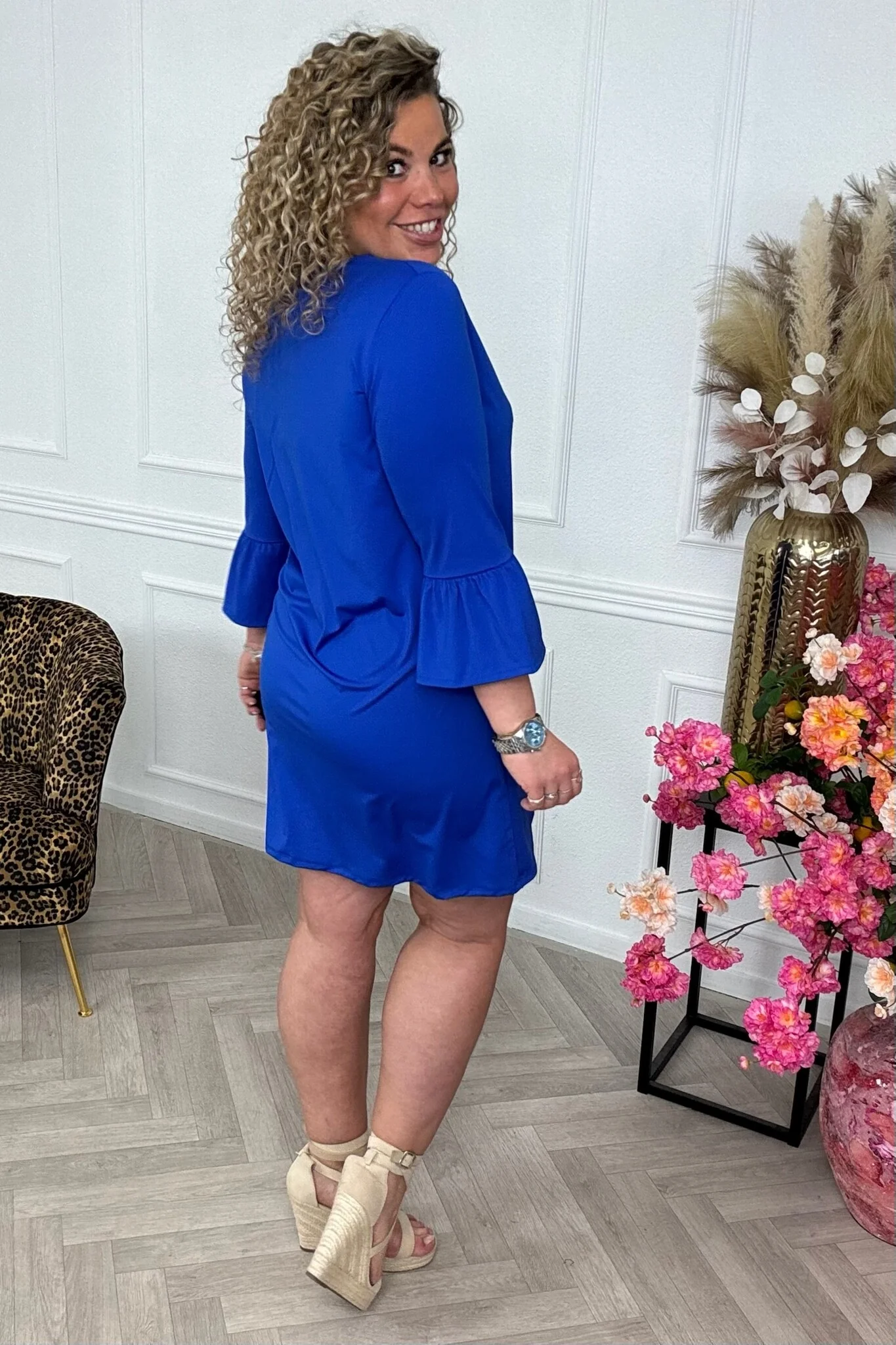 Ruffle Sleeve Travel Dress - Kobalt - Image 2