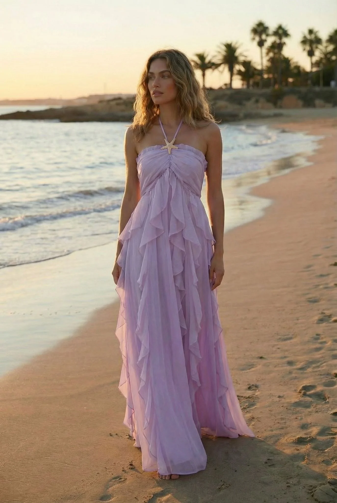 Sabien Long Star Dress - Lila