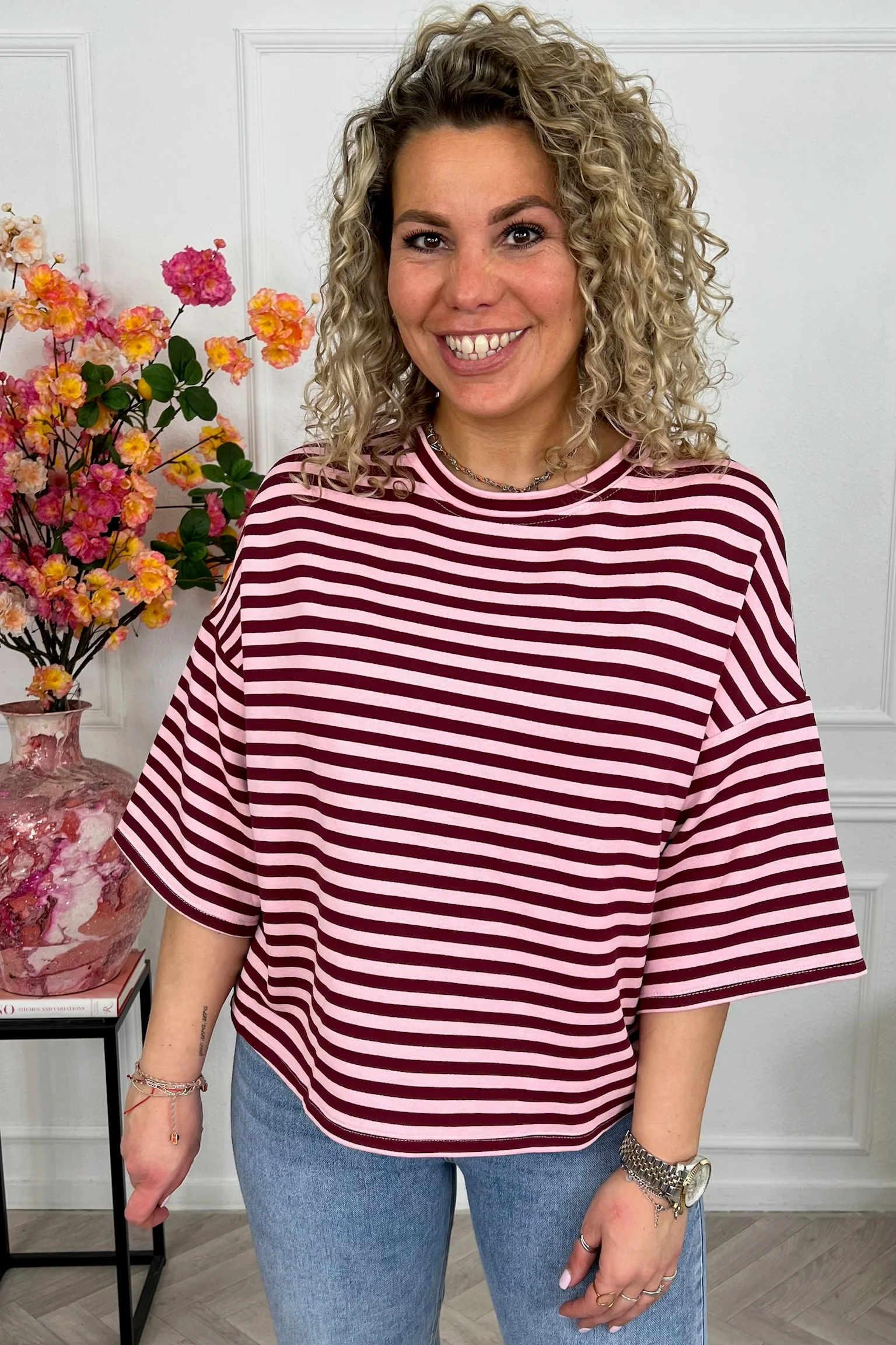 Salut Striped Shirt - Bordeaux/Pink - Image 4