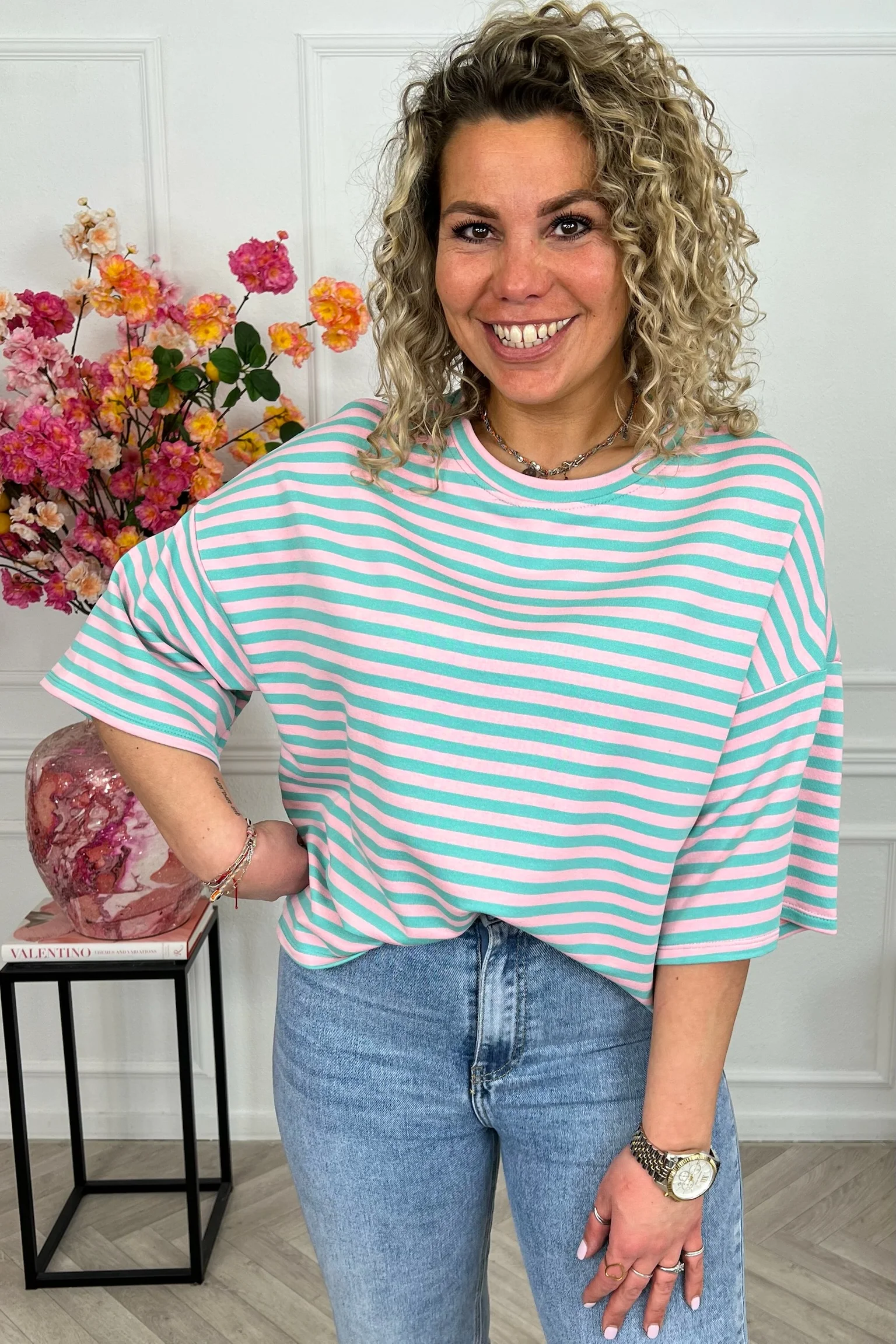 Salut Striped Shirt - Turquoise/Pink