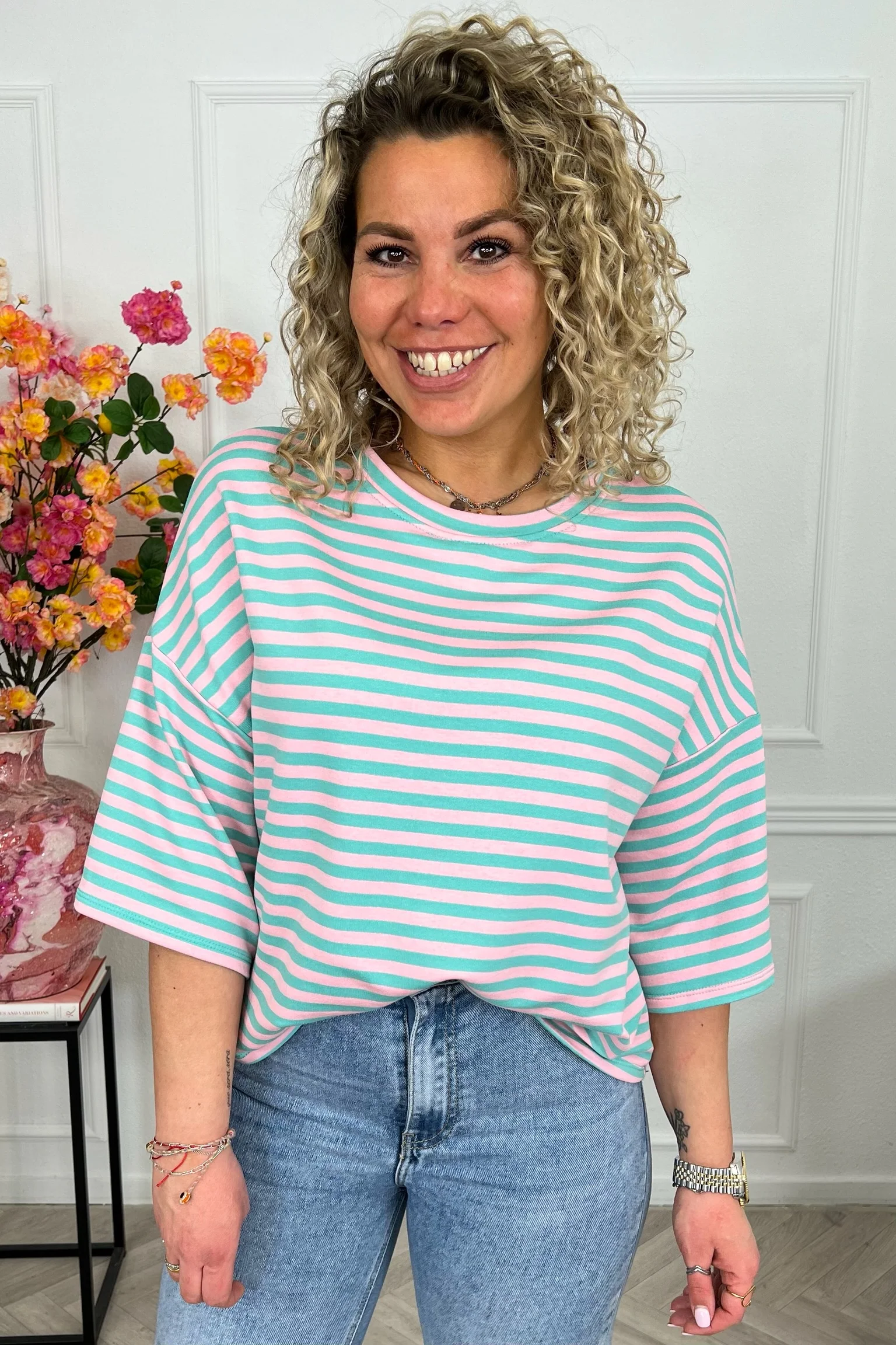 Salut Striped Shirt - Turquoise/Pink - Image 3