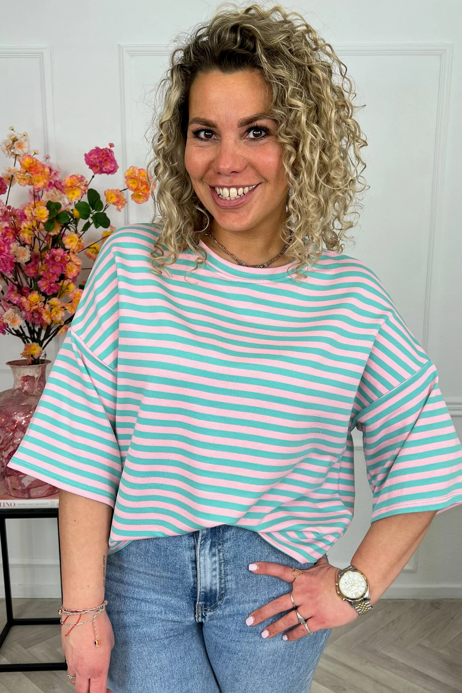 Salut Striped Shirt - Turquoise/Pink - Image 5