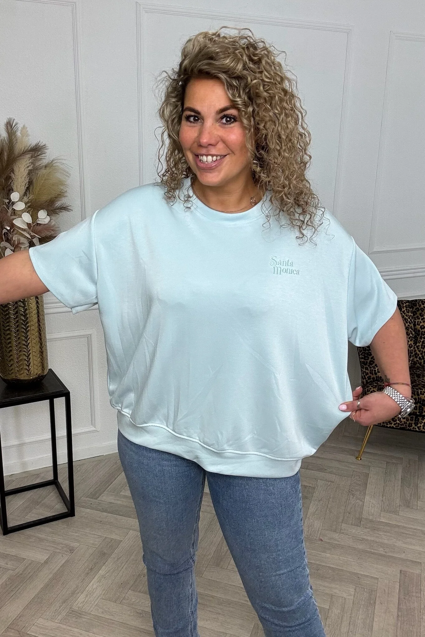 Santa Monica Short Sleeve Sweater - Light Blue - Image 4