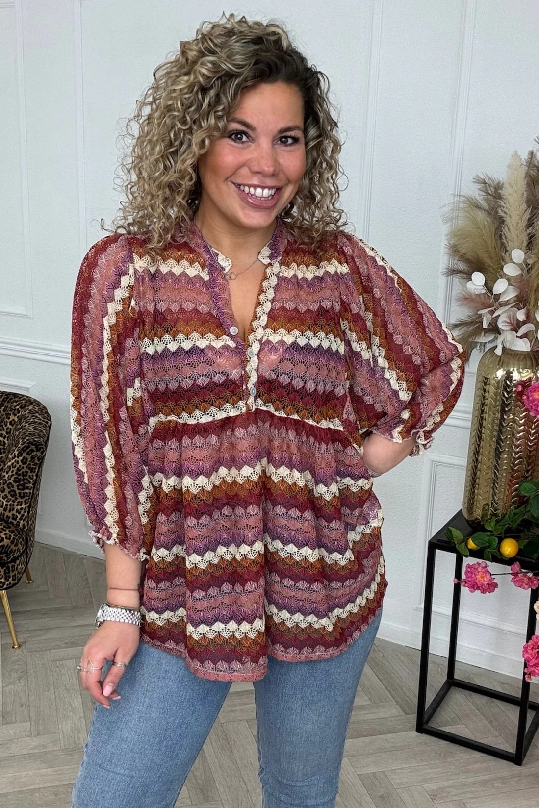 Santorini Blouse - Lila/Pink/Orange