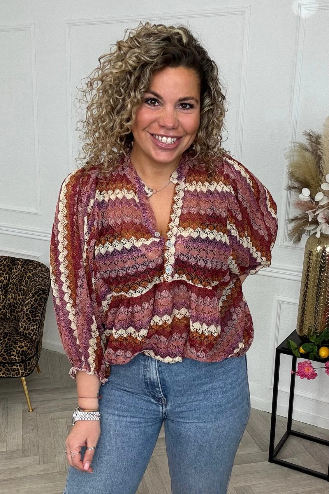 Santorini Blouse - Lila/Pink/Orange - Image 2