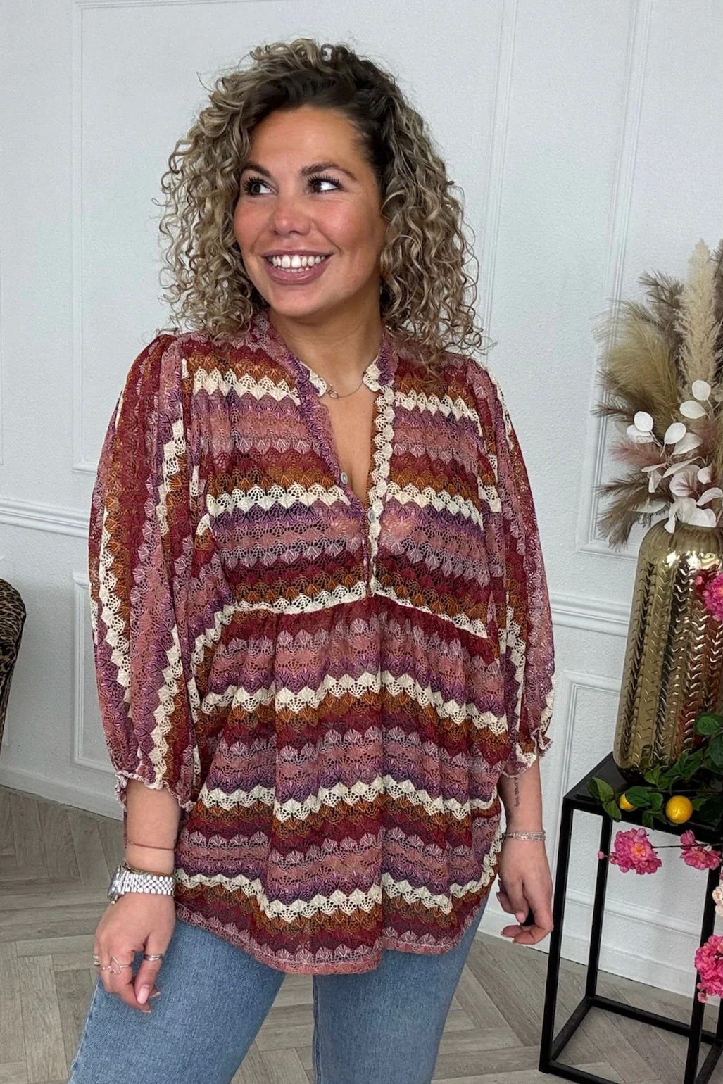 Santorini Blouse - Lila/Pink/Orange - Image 3