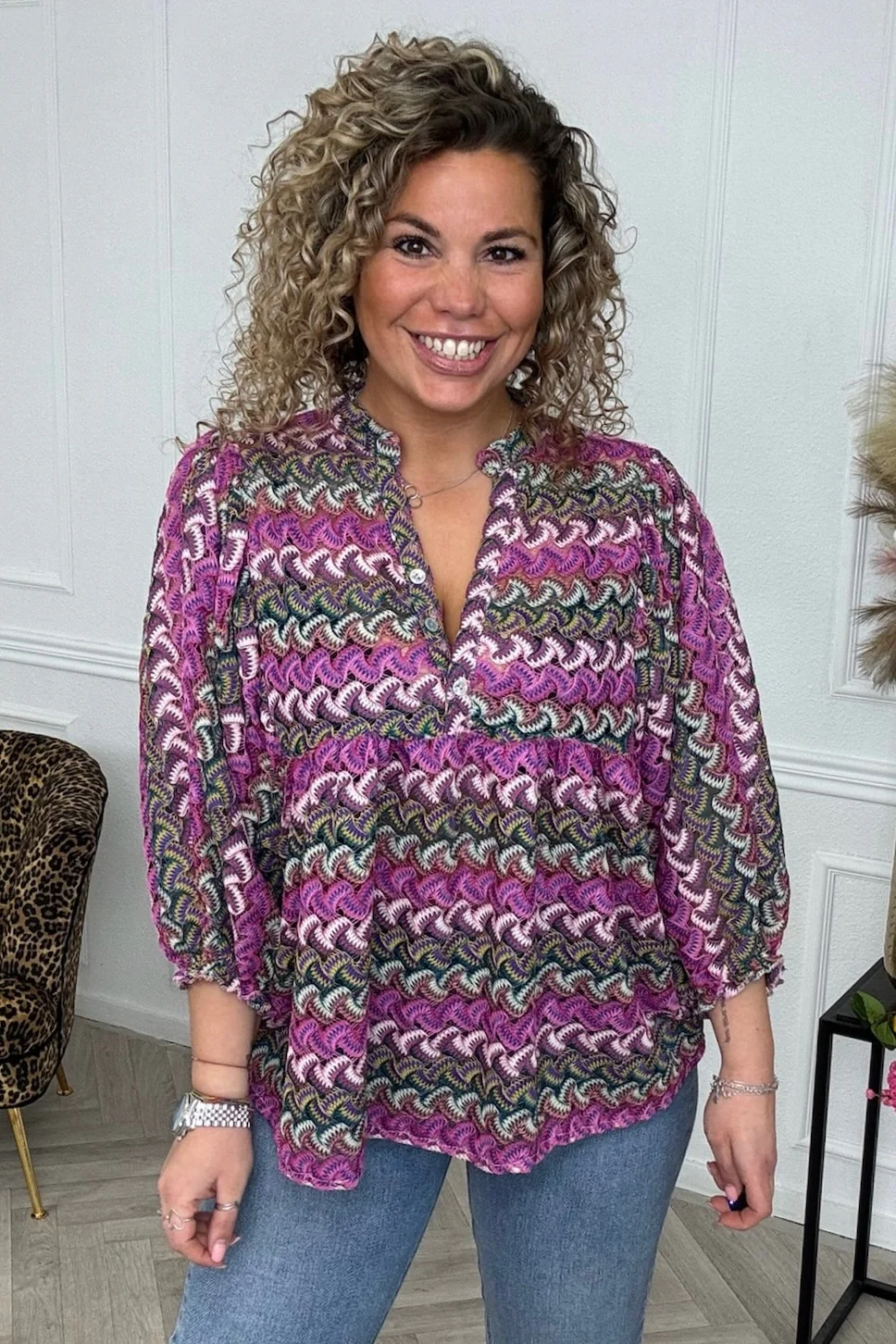 Santorini Blouse - Pink/Purple/Yellow/Green
