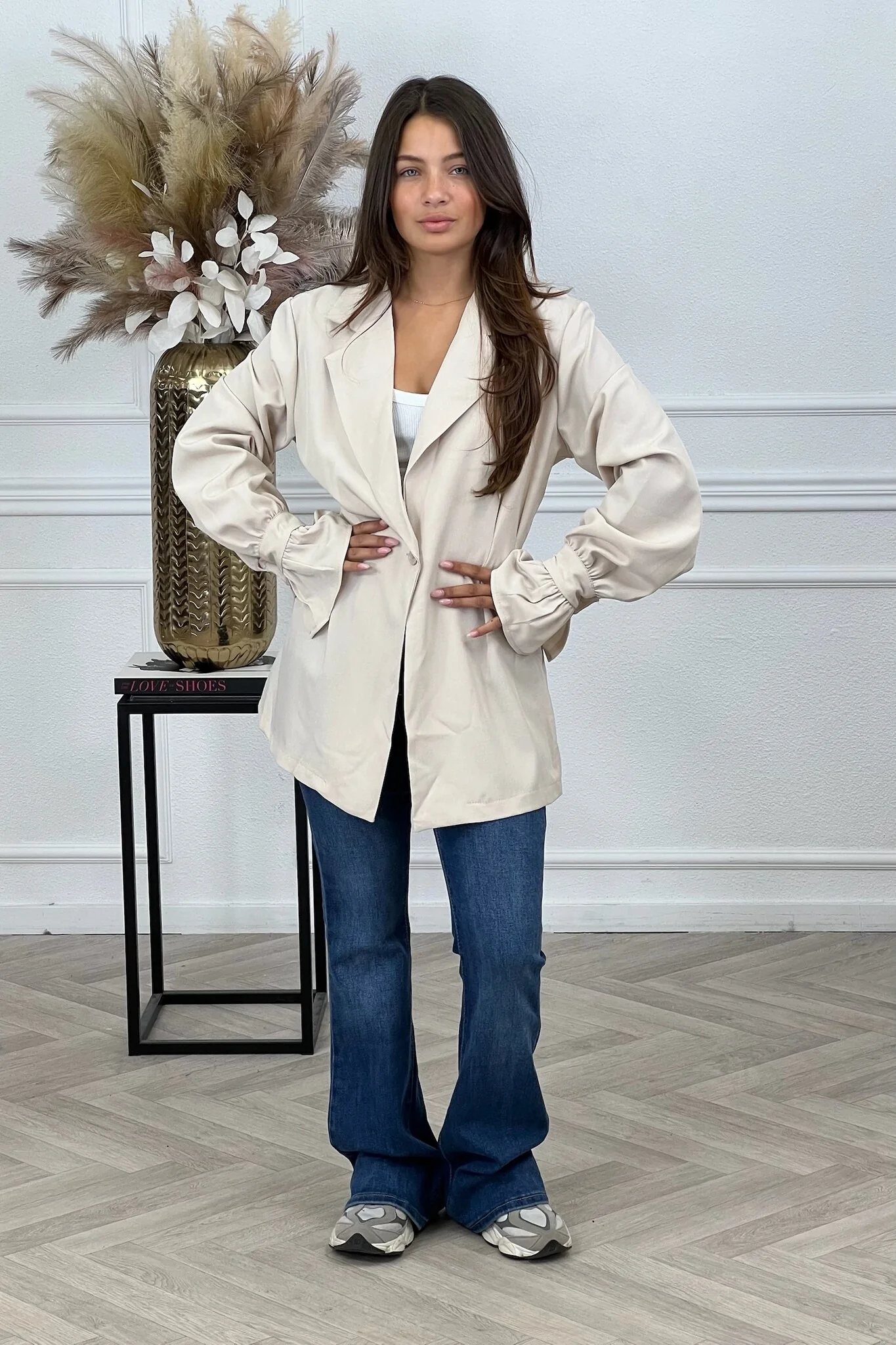 Sasha Taille Blazer - Beige - Image 3