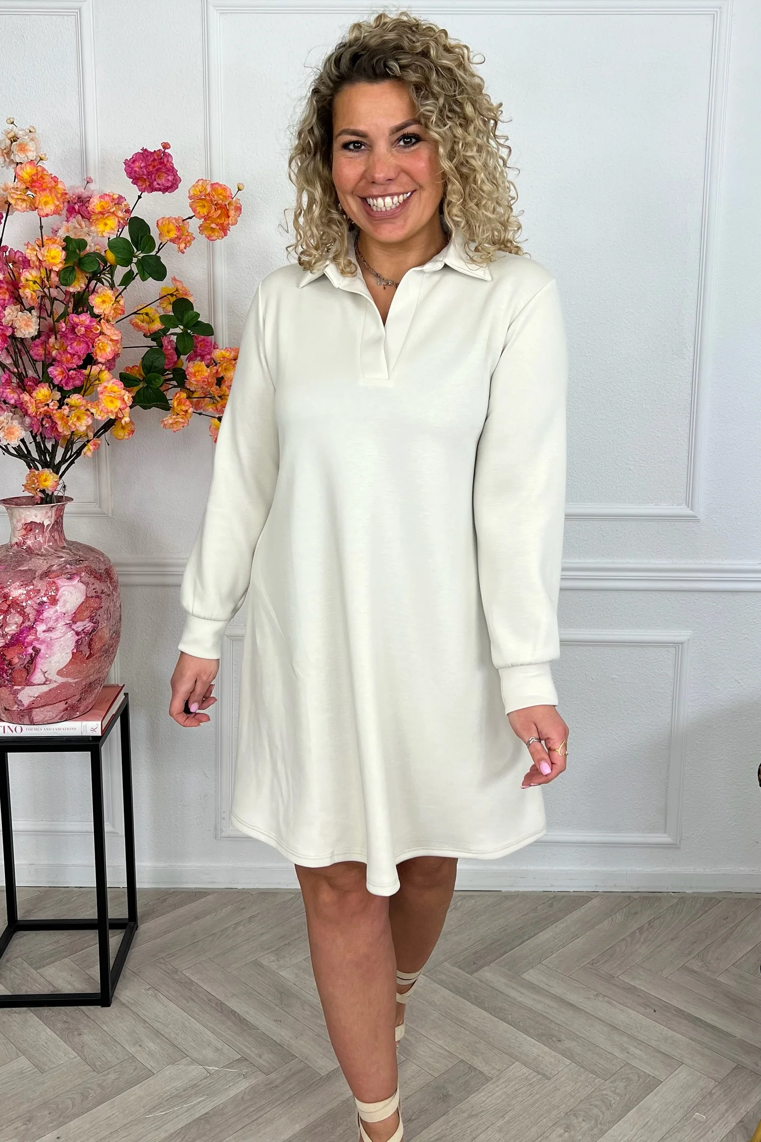Scuba Sweater Dress - Beige