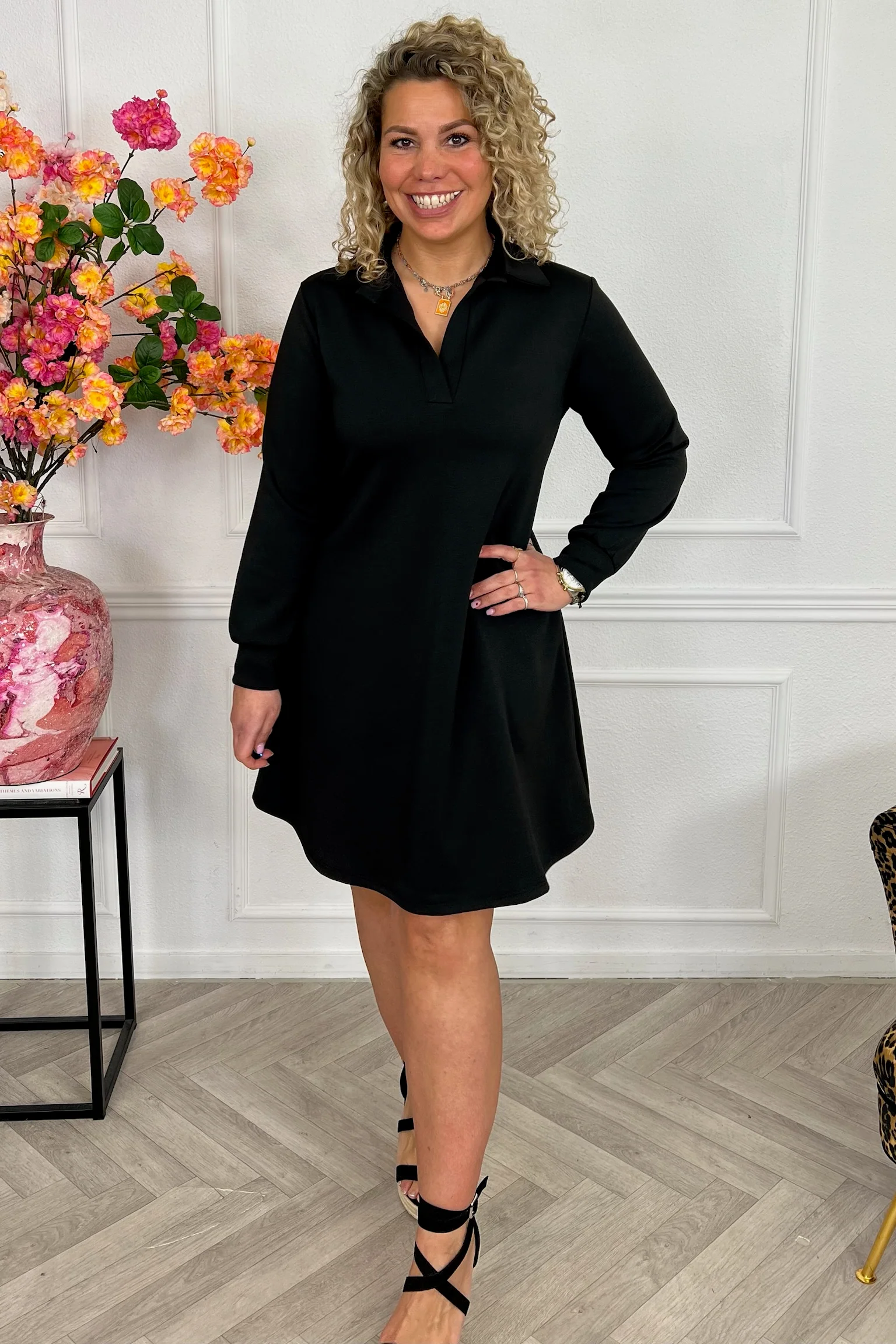 Scuba Sweater Dress - Black - Image 3