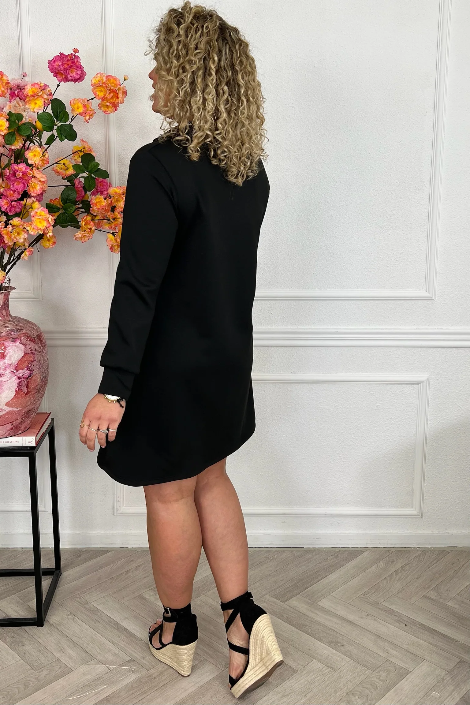 Scuba Sweater Dress - Black - Image 4