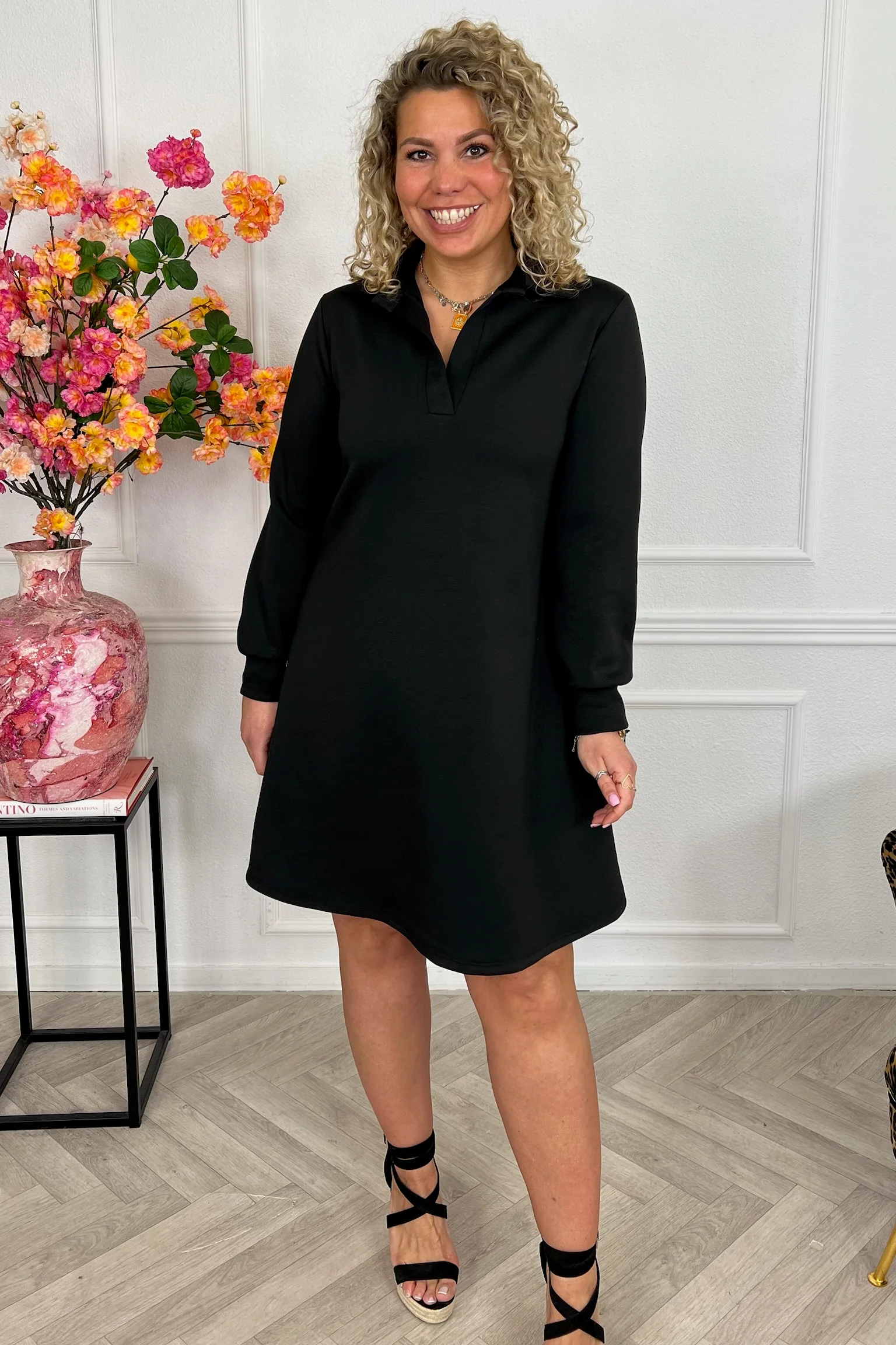 Scuba Sweater Dress - Black - Image 5
