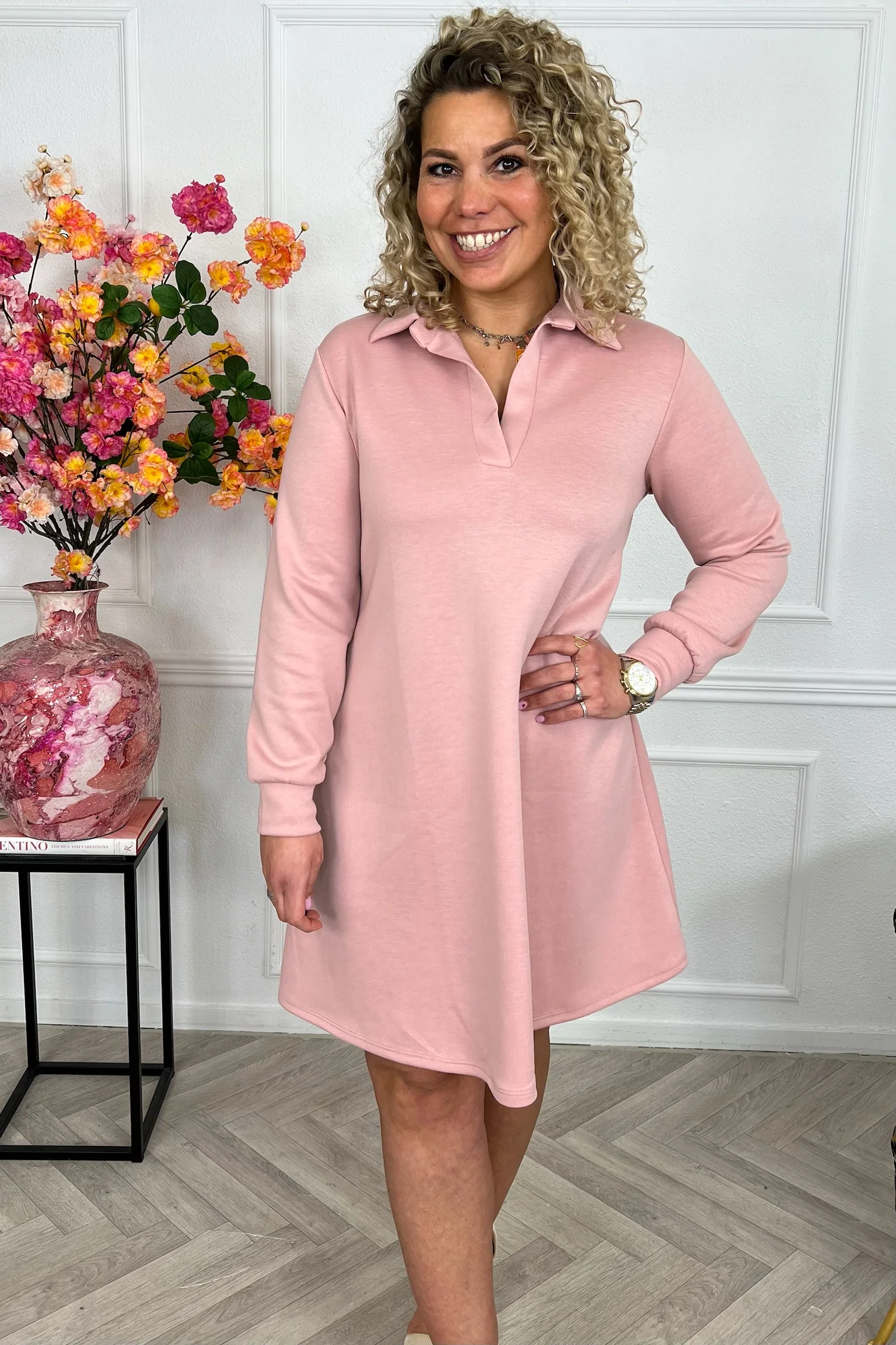 Scuba Sweater Dress - Old Pink
