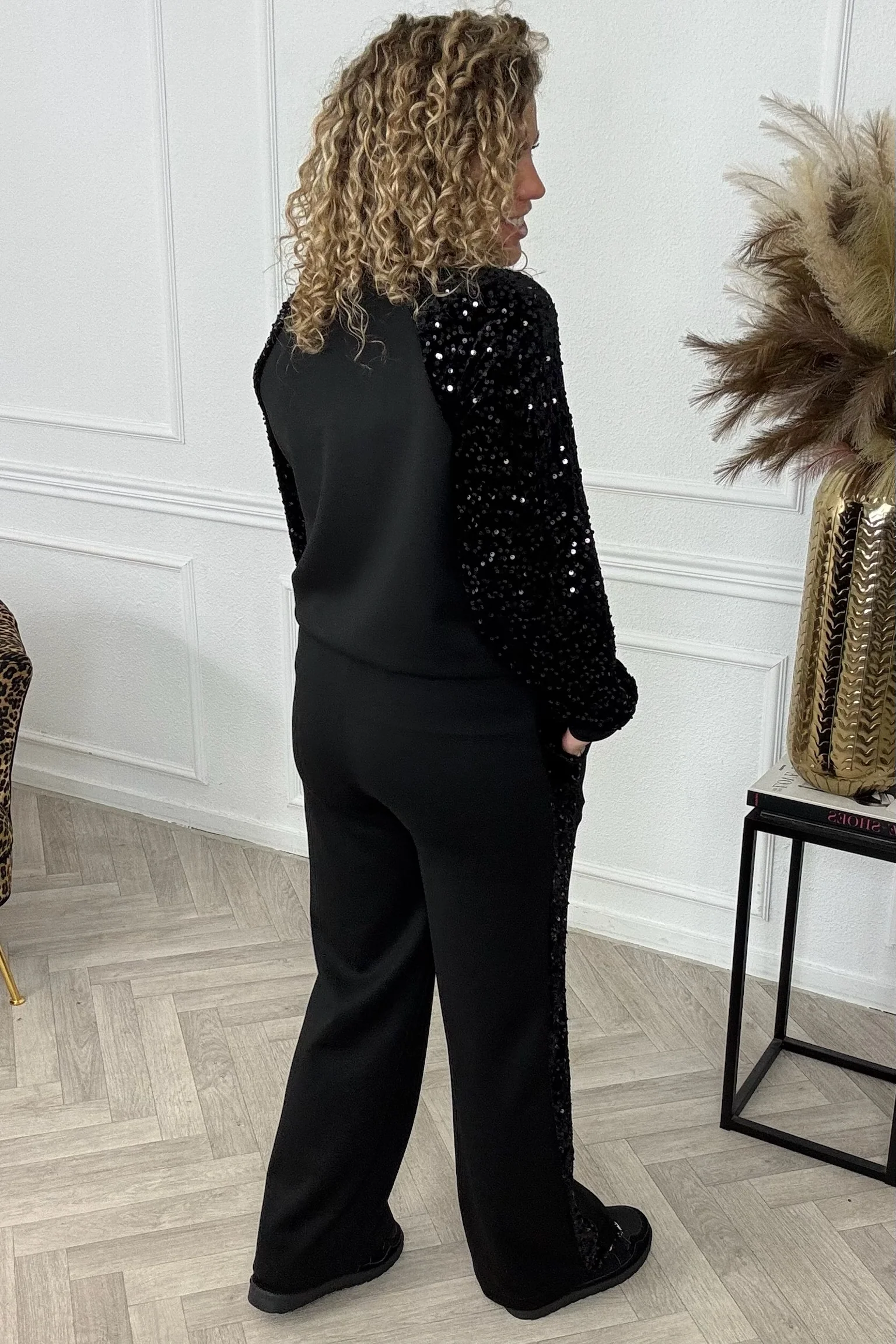 Sequin Striped Set - Black/Black - Image 3