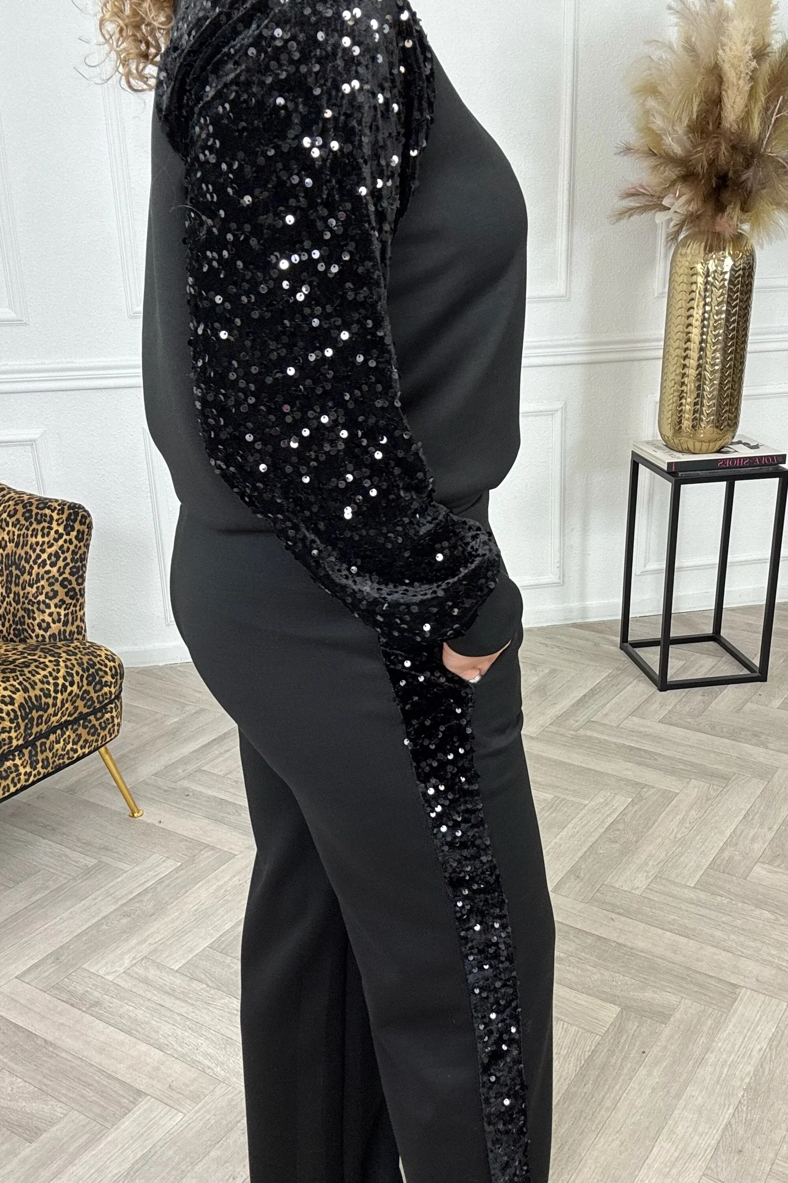 Sequin Striped Set - Black/Black - Image 7