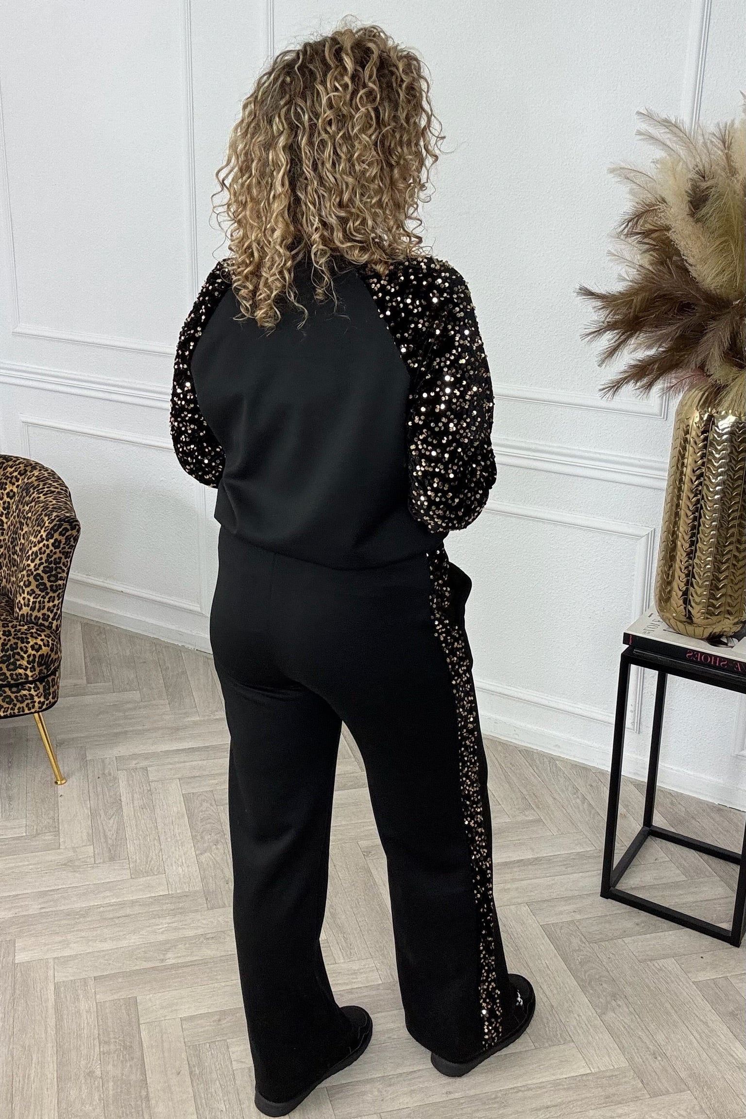 Sequin Striped Set - Black/Gold - Image 3