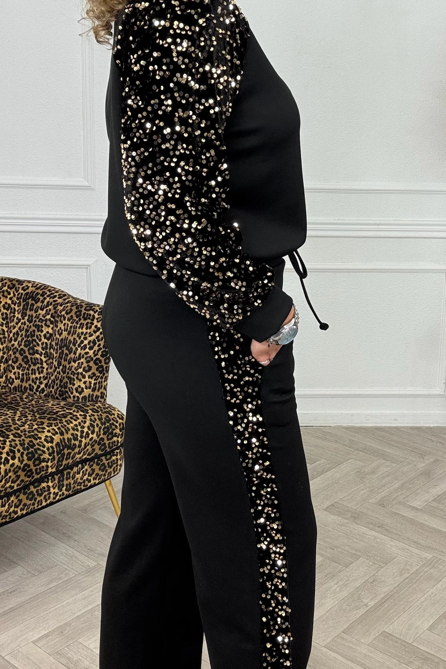 Sequin Striped Set - Black/Gold - Image 6