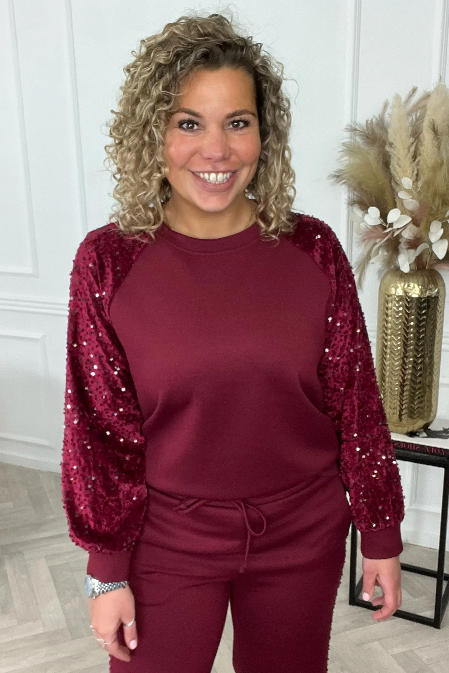 Sequin Striped Set - Bordeaux - Image 6