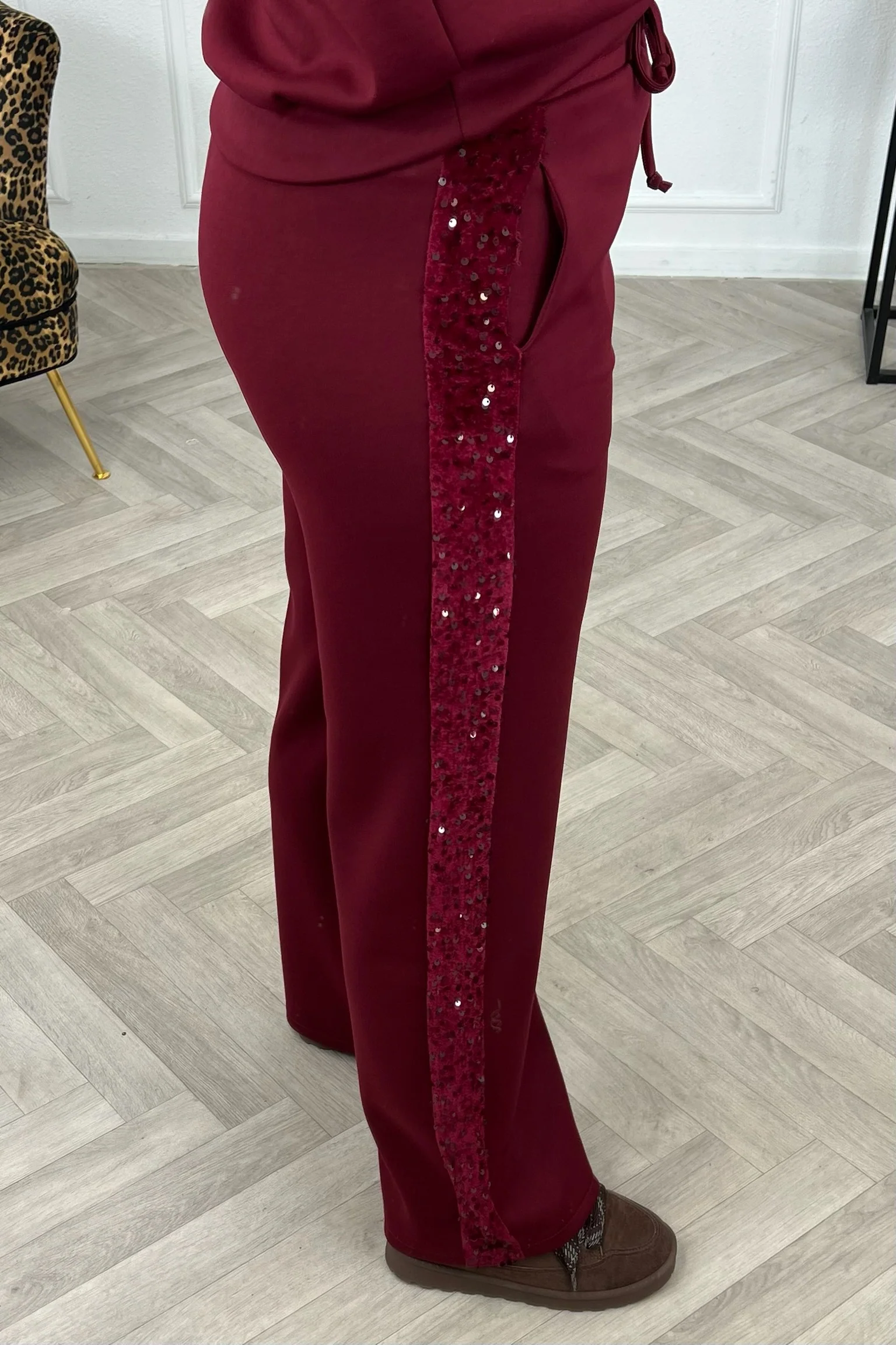 Sequin Striped Set - Bordeaux - Image 7