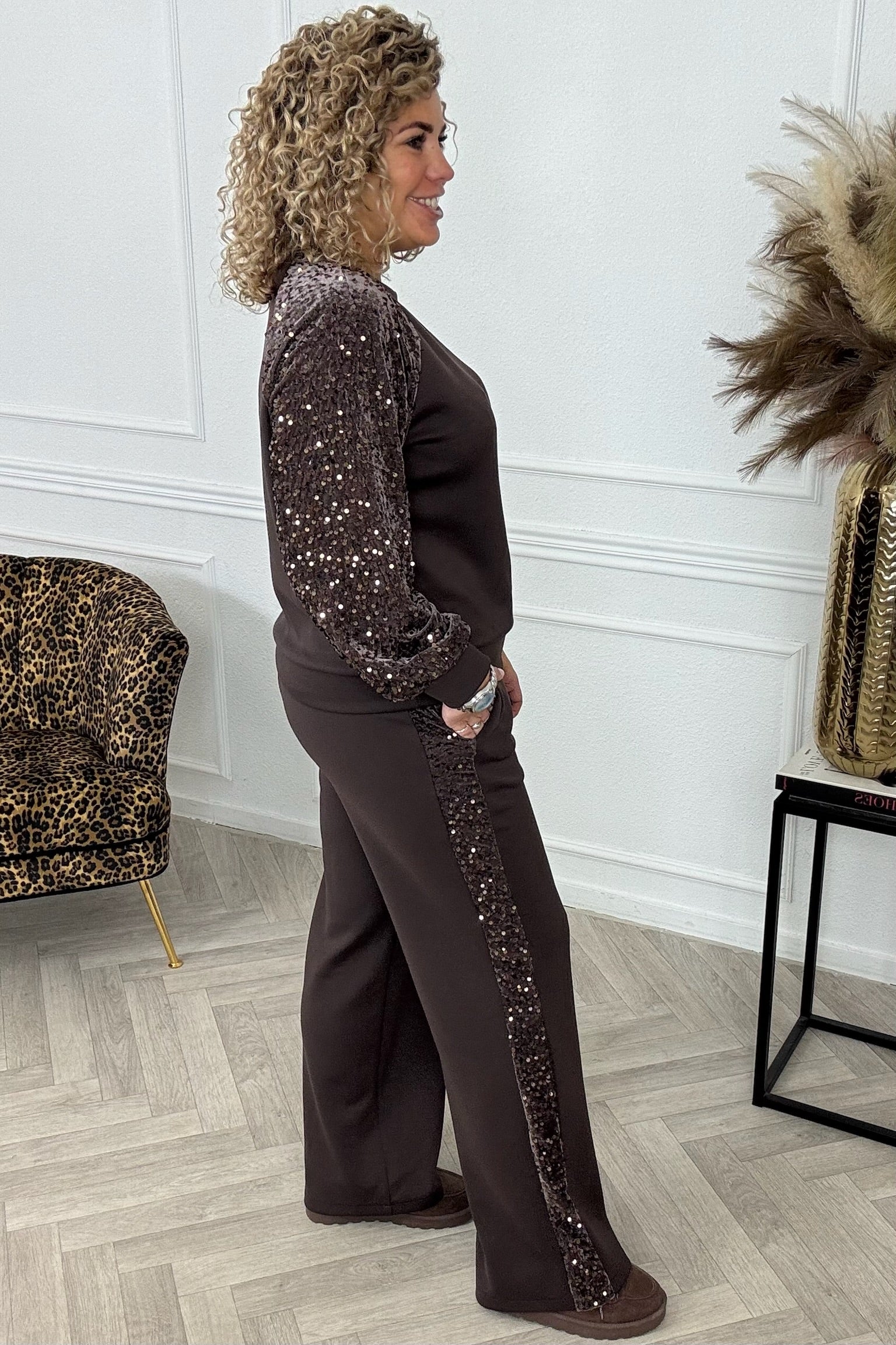 Sequin Striped Set - Brown - Image 5