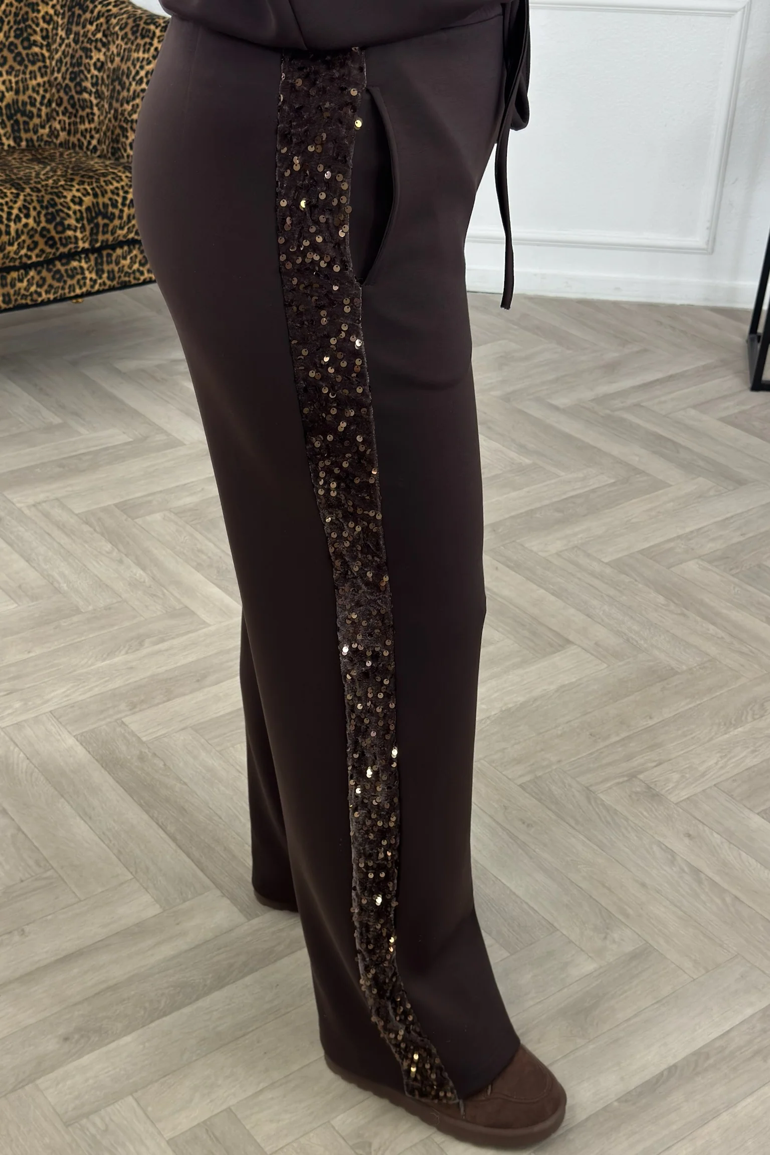 Sequin Striped Set - Brown - Image 7