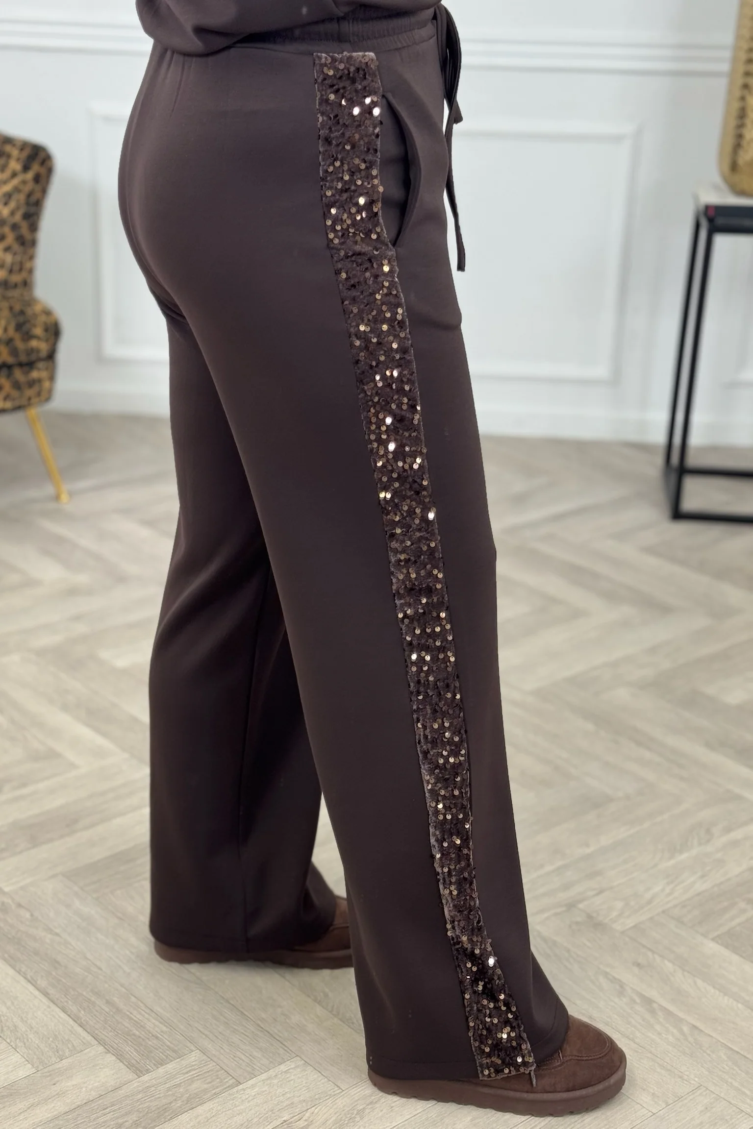 Sequin Striped Set - Brown - Image 8