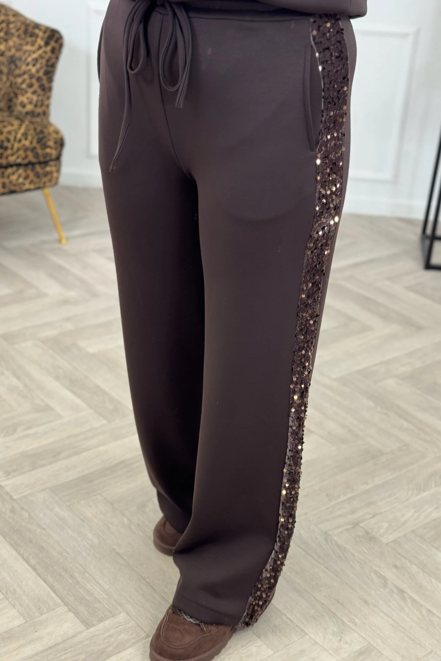 Sequin Striped Set - Brown - Image 9