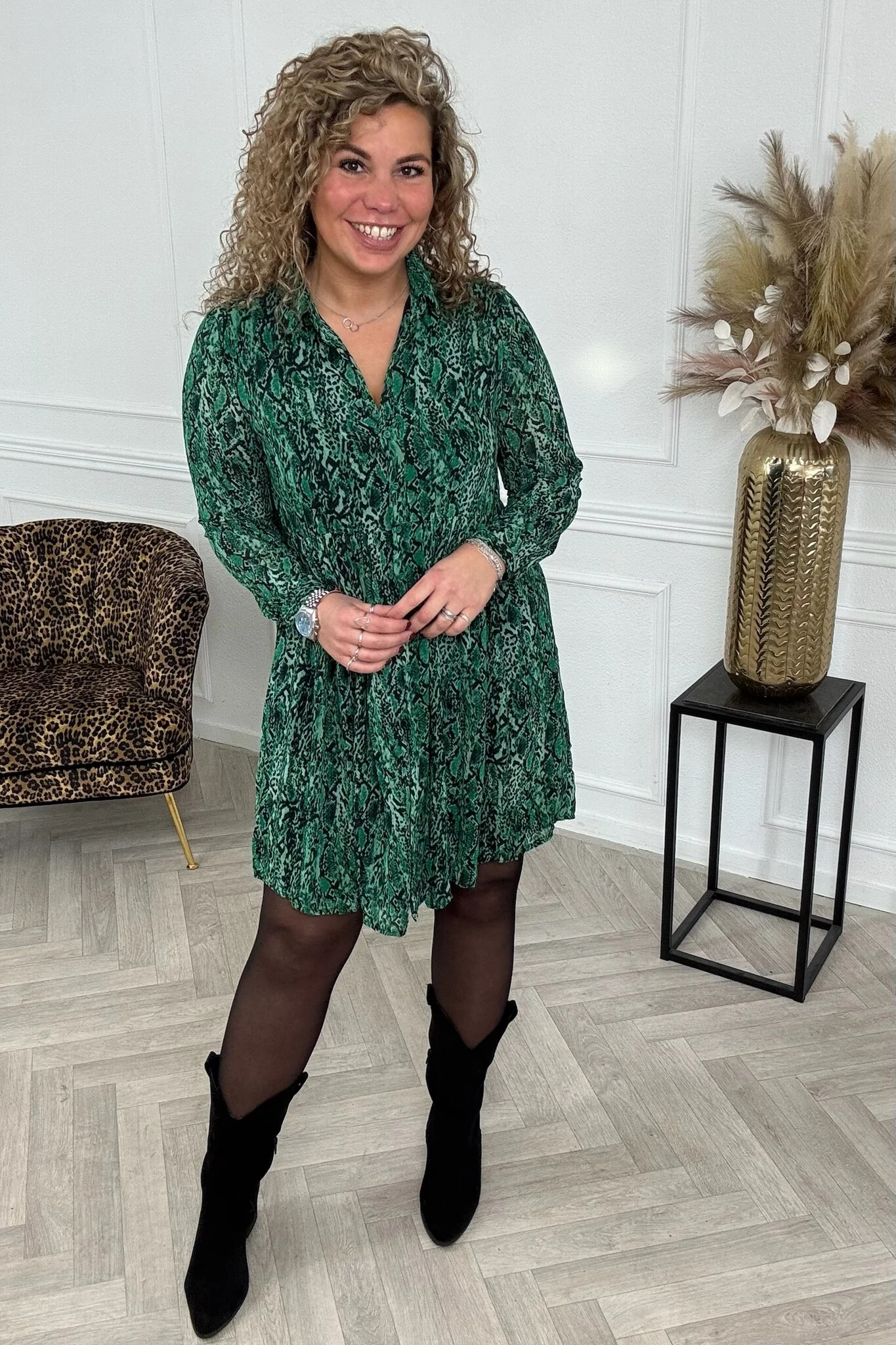 Short Bayonne Dress - Black/Armygreen - Image 3