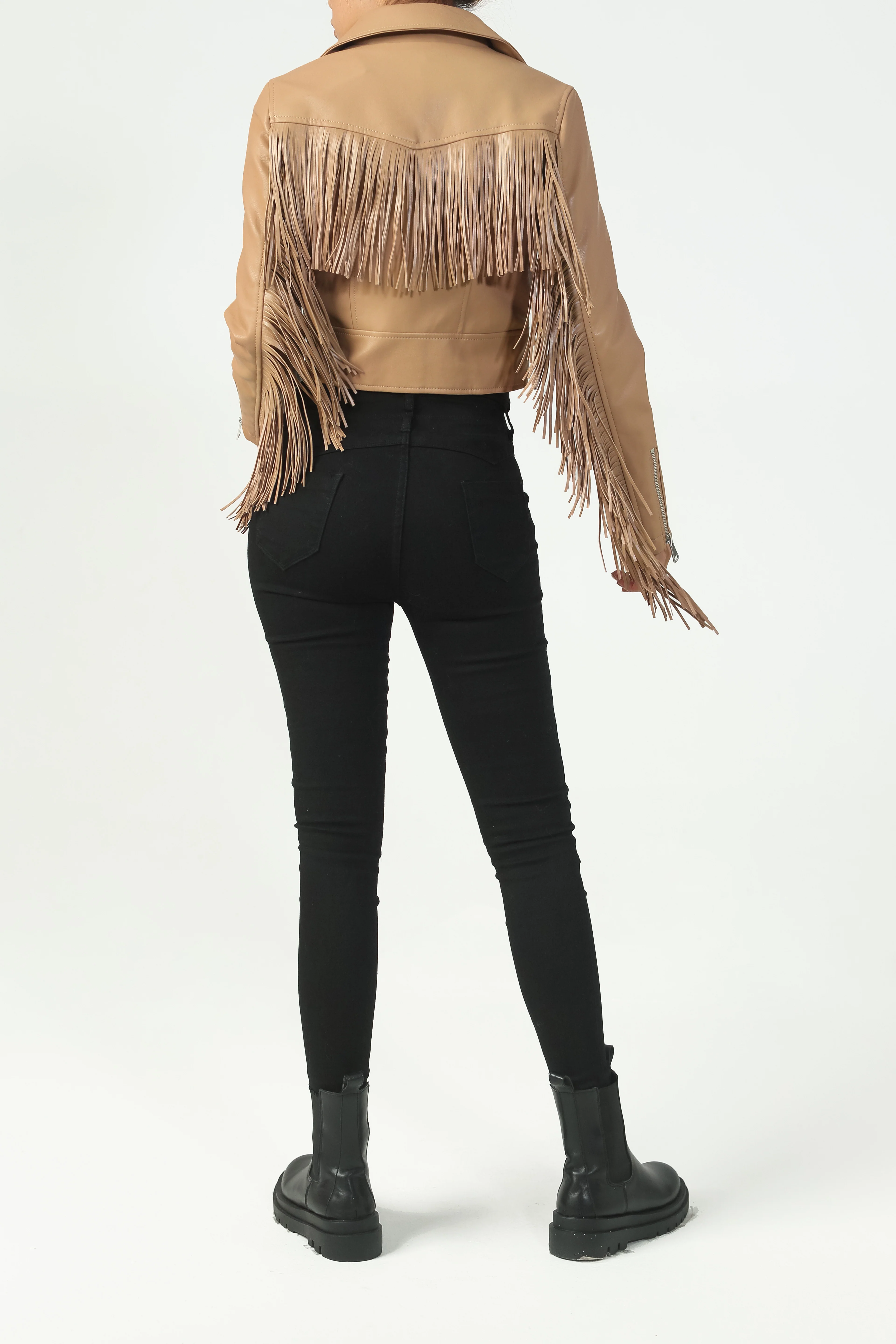 Short Fringe Jacket - Camel - Image 3