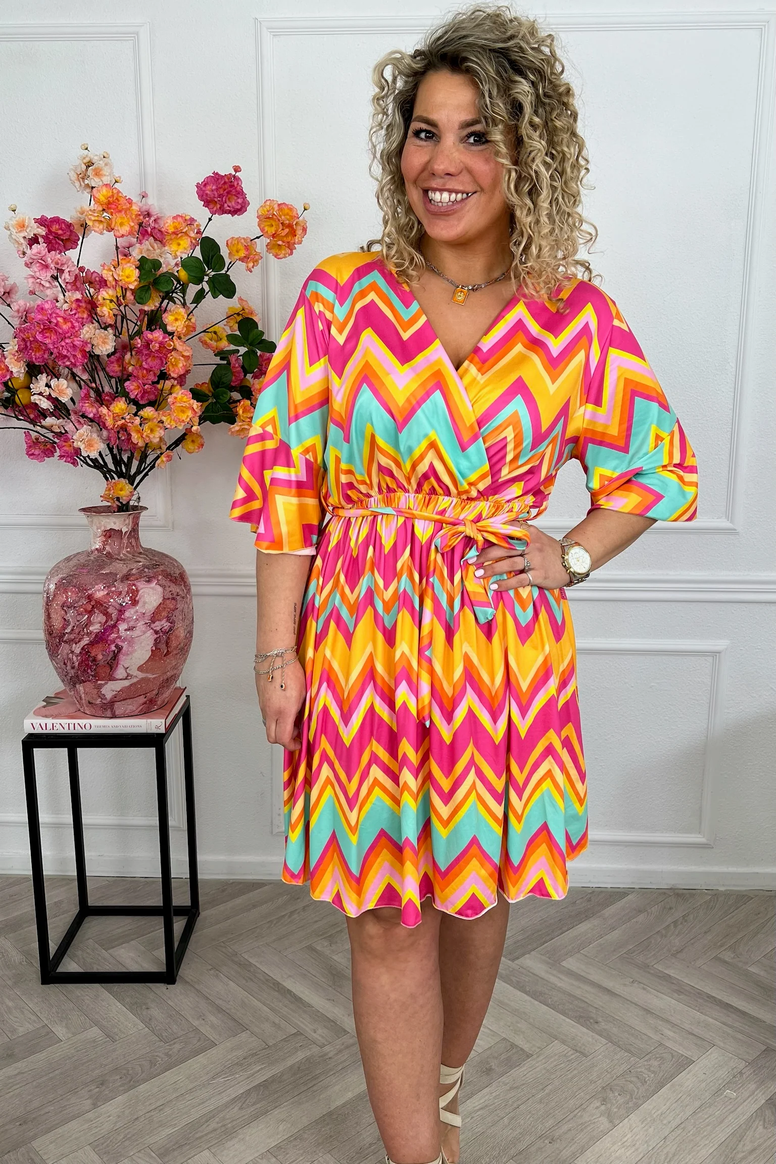 Short Jill Dress - Zigzag Orange - Image 3