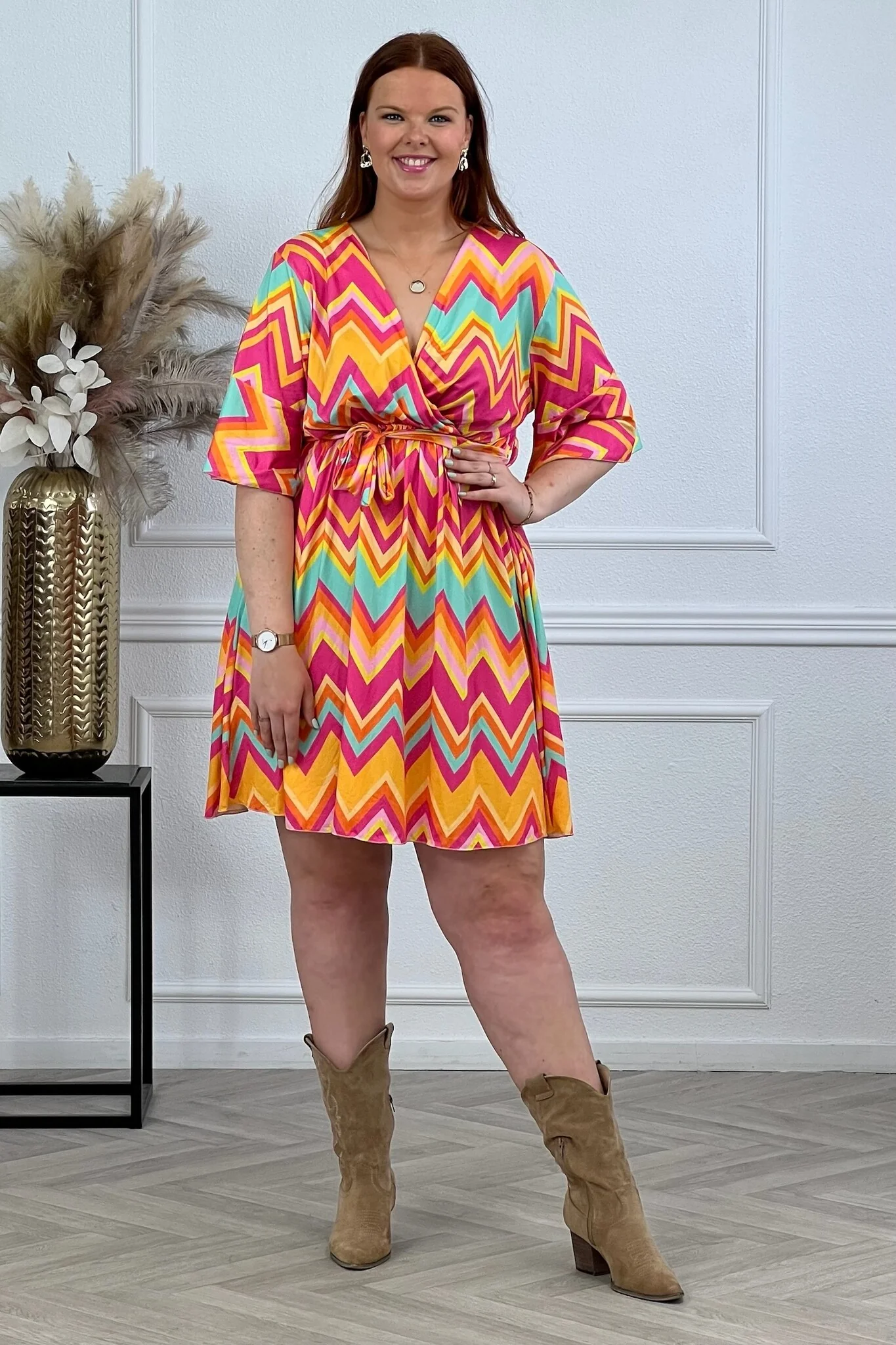 Short Jill Dress - Zigzag Orange - Image 5